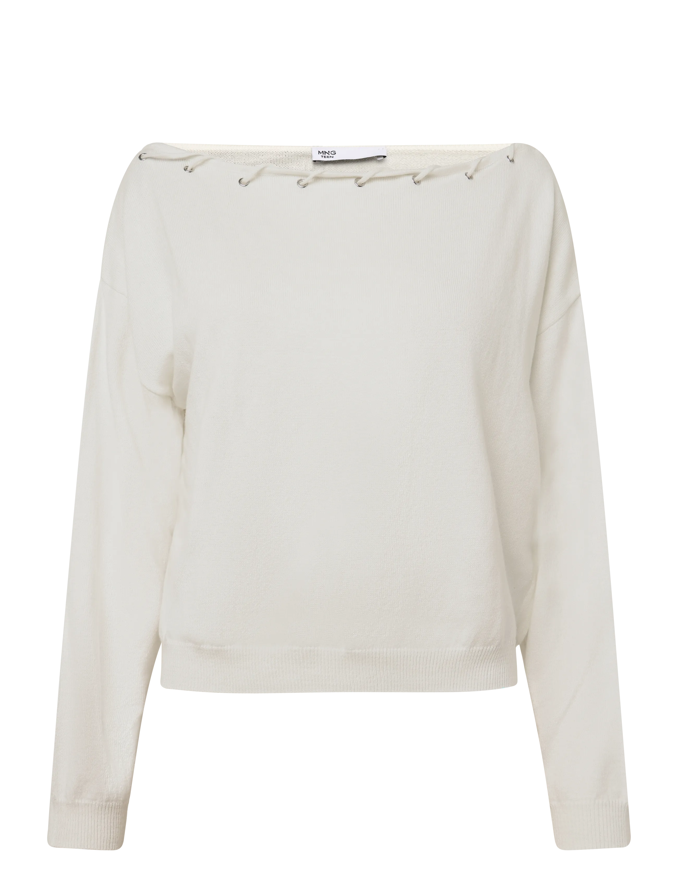 Mango Teen Knitted jumper with neck detail - Stickat - WHITE / white