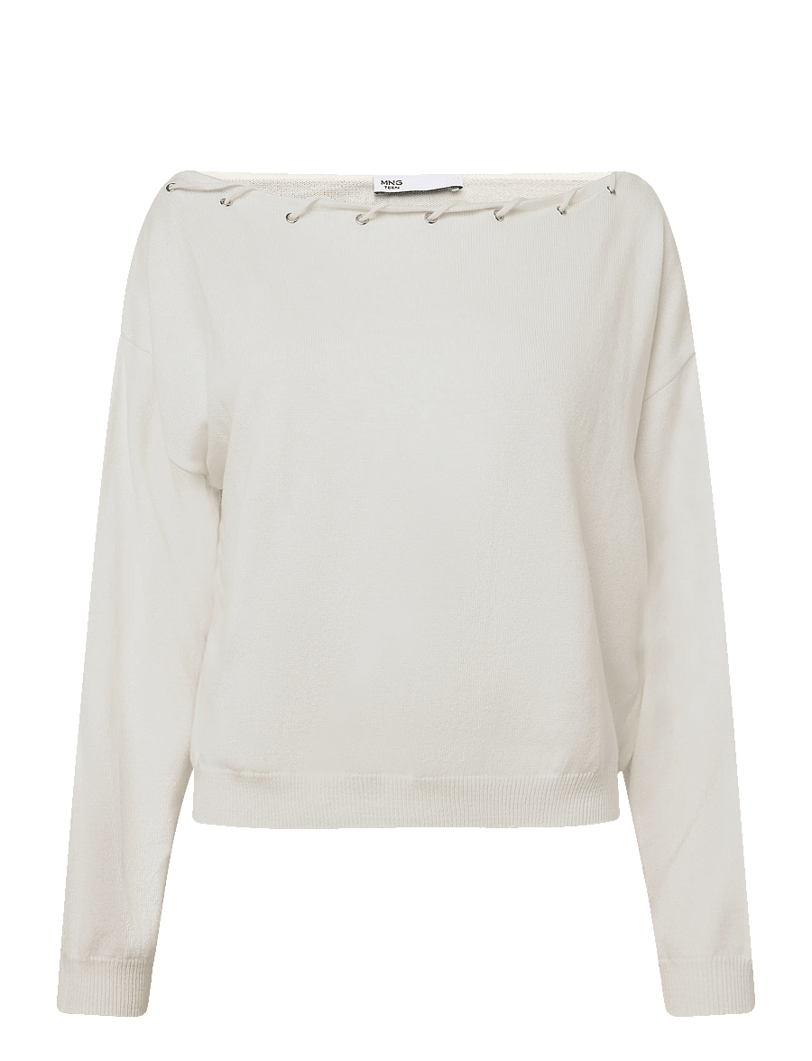 Mango Teen - Knitted jumper with neck detail - trøjer - white - 1