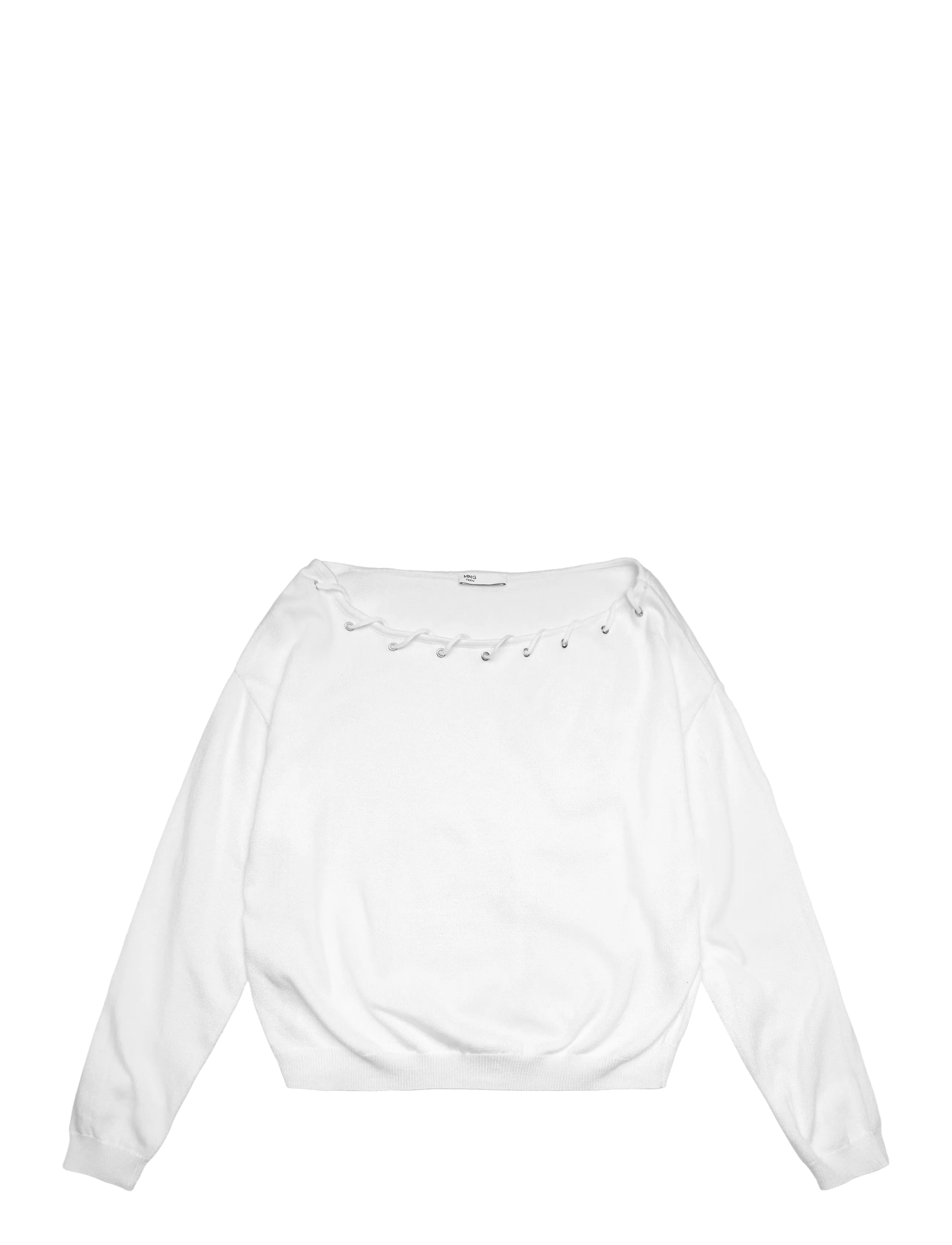 Mango Teen Knitted jumper with neck detail - Tøj - WHITE / white