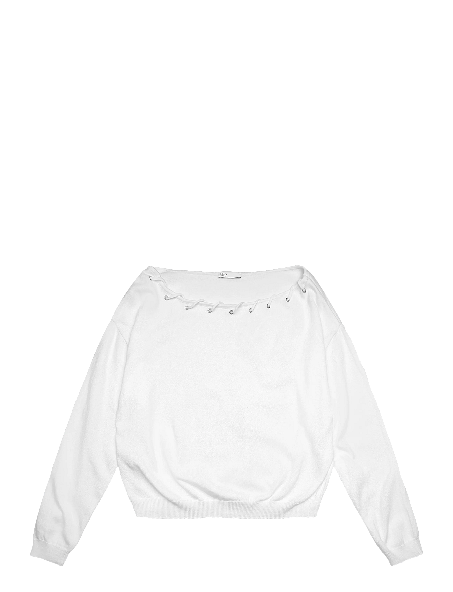Mango Teen - Knitted jumper with neck detail - trøjer - white - 1