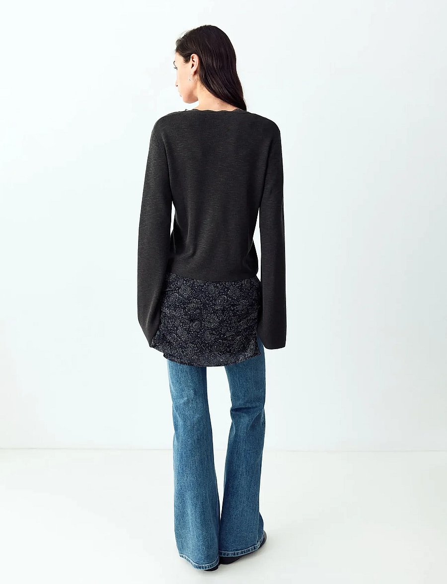 Mango Teen - V-neck jumper with lace trim - bluser & tunikaer - grey - 3