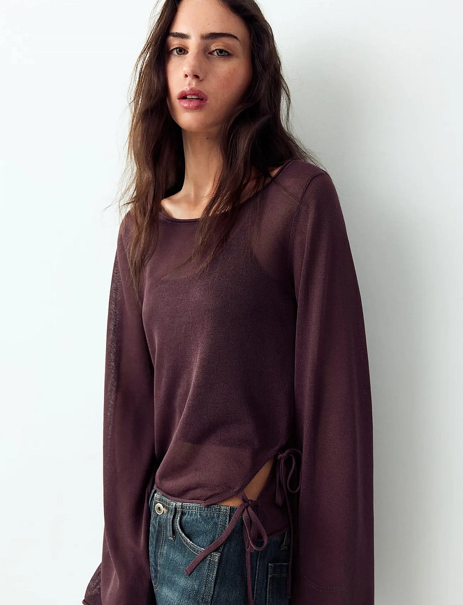 Mango Teen - Knit jumper with opening detail - bluser & tunikaer - dark red - 0