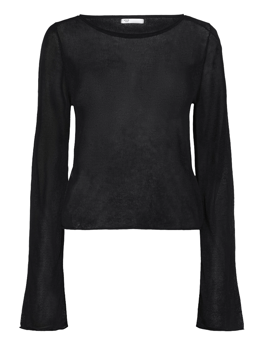 Mango Teen - Fine knit semi-transparent jumper - trøjer - black - 1
