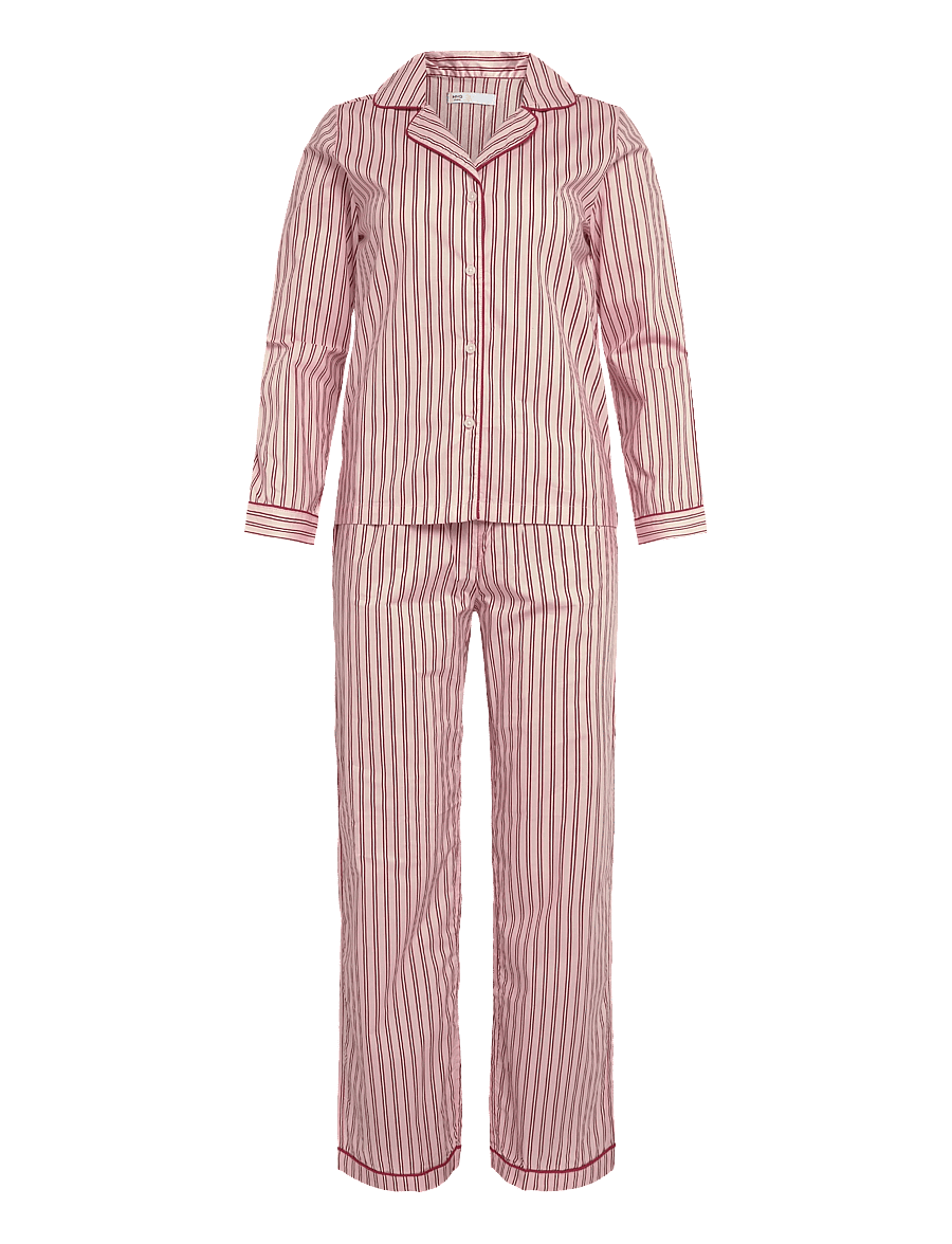 Mango Teen - Striped pyjama set - pyjamassæt - pink - 1