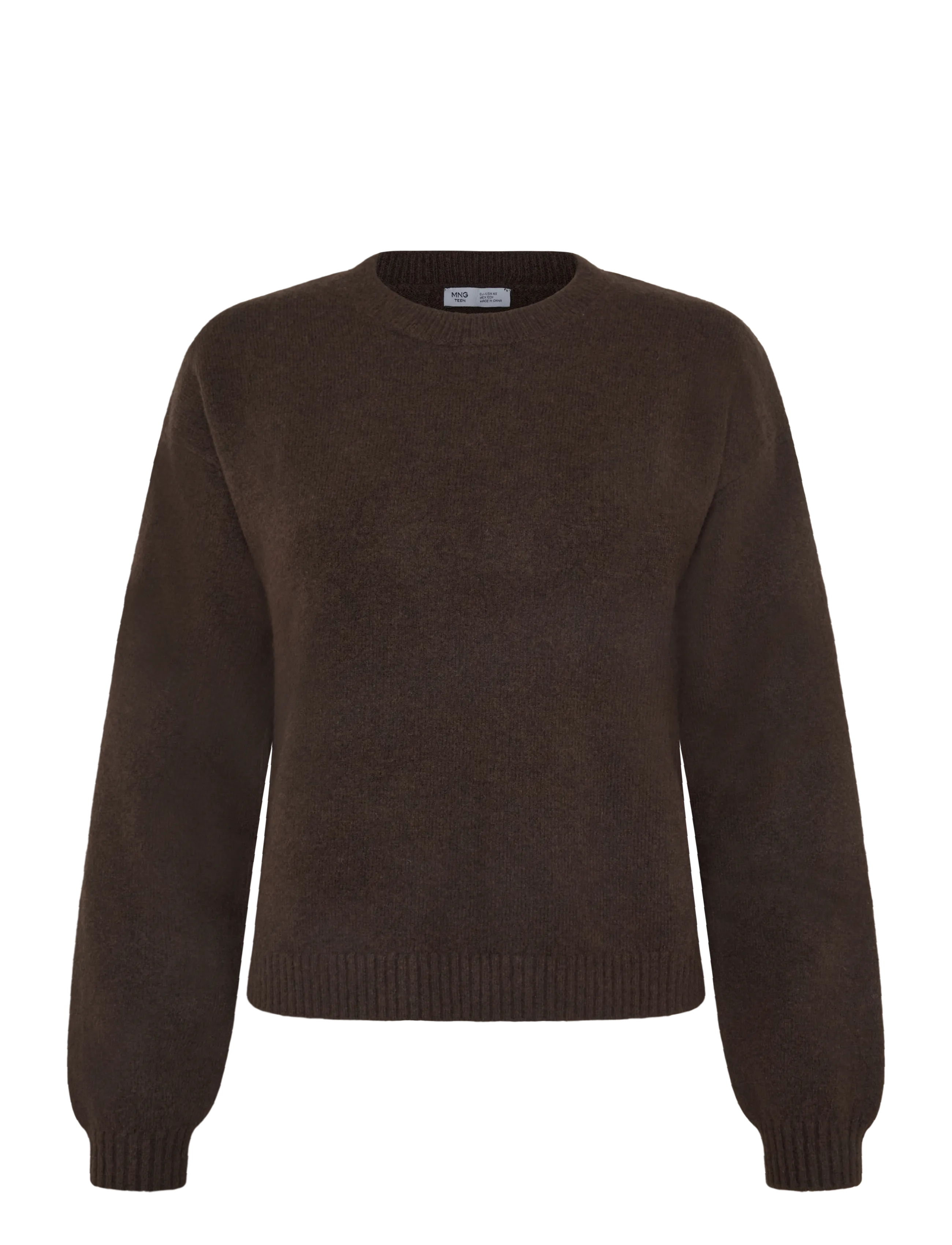 Mango Teen Ribbed neck sweater - Stickat - BROWN / brown
