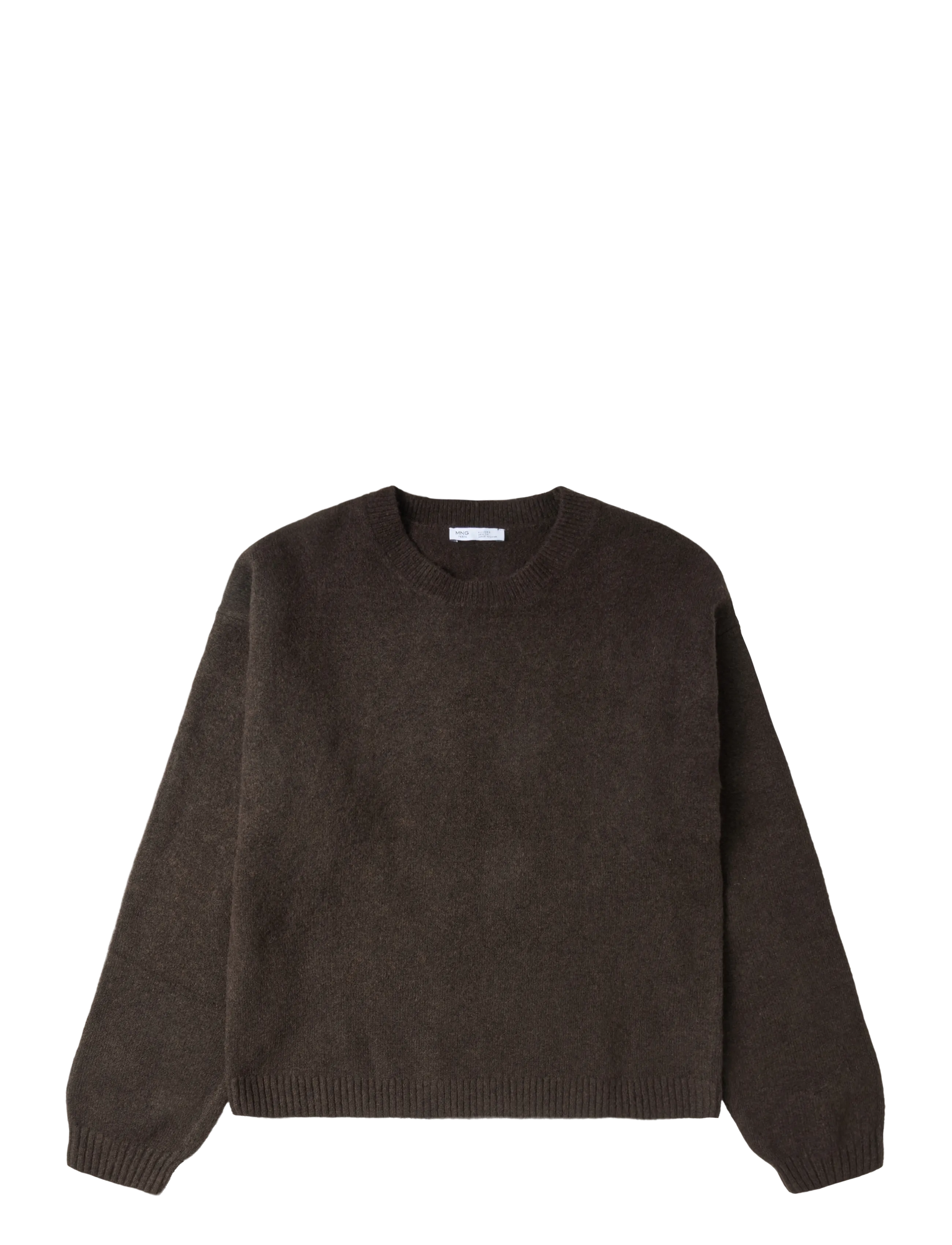 Mango Teen Ribbed neck sweater - Tøj - BROWN / brown