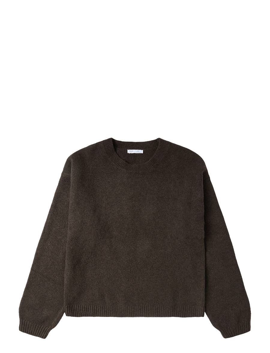 Mango Teen - Ribbed neck sweater - trøjer - brown - 1