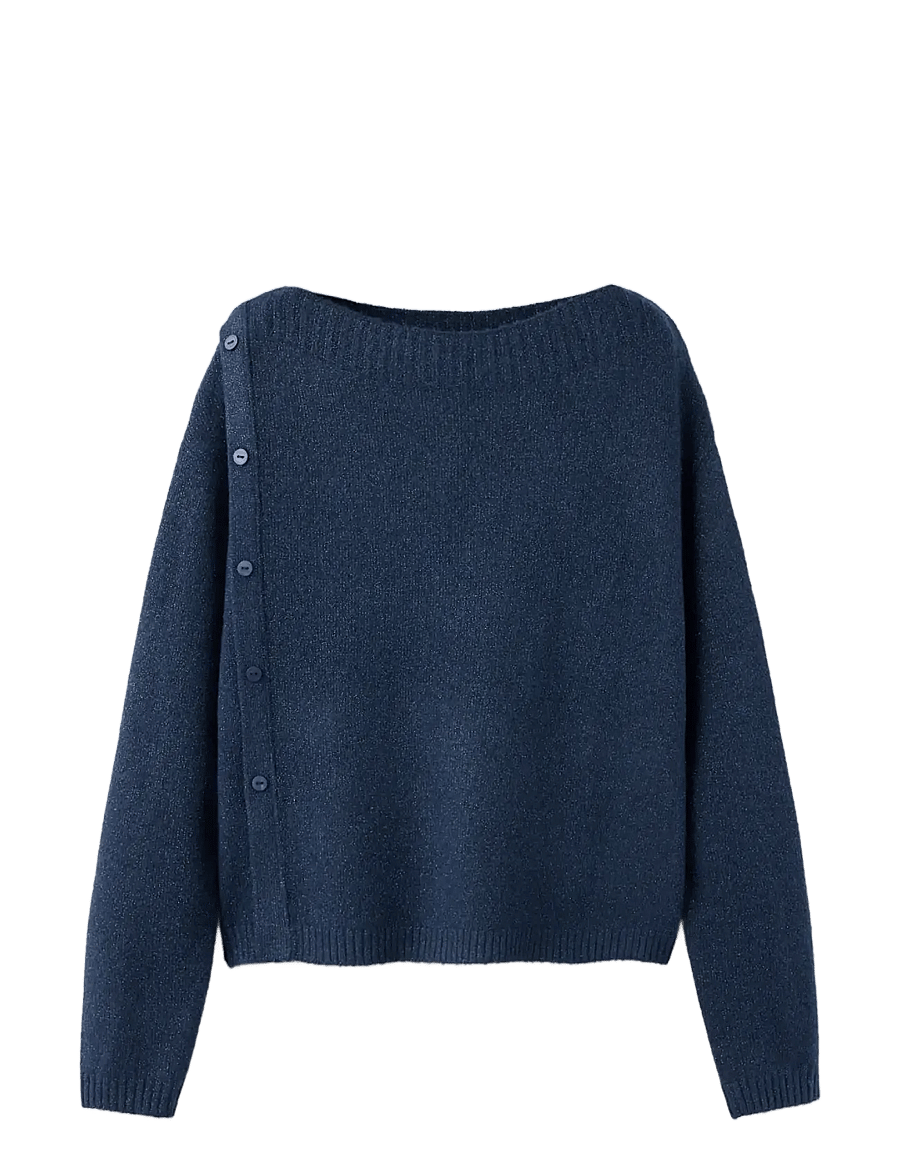 Mango Teen - Lurex jumper with buttons - stickade tröjor - navy - 1