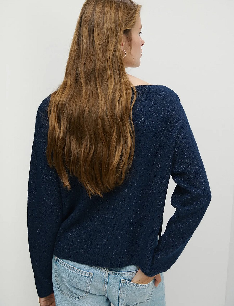 Mango Teen - Lurex jumper with buttons - stickade tröjor - navy - 2