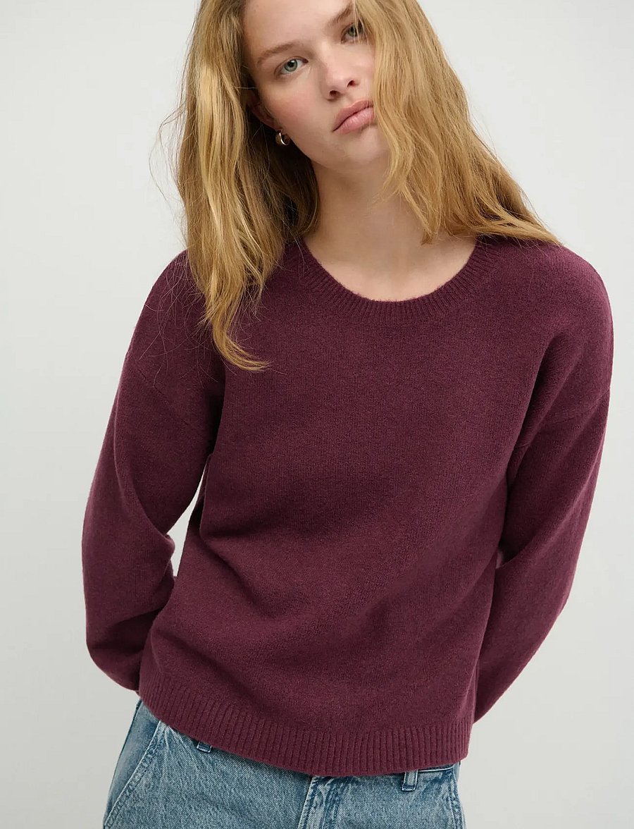 Mango Teen - Ribbed neck sweater - stickade tröjor - dark red - 0