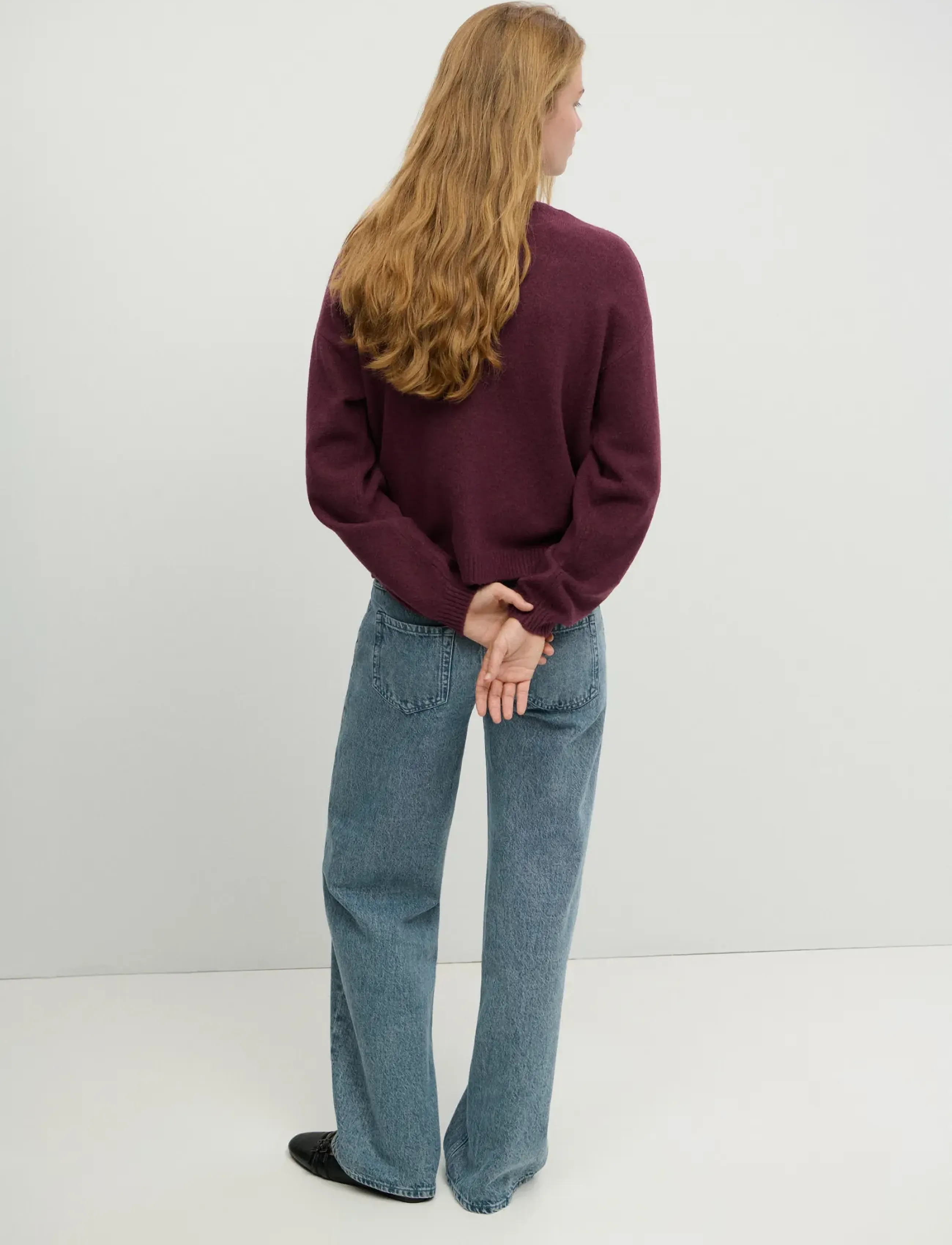 Mango Teen - Ribbed neck sweater - stickade tröjor - dark red - 3