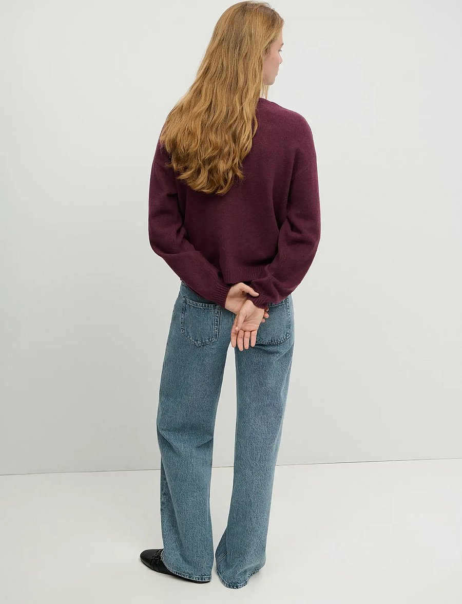 Mango Teen - Ribbed neck sweater - stickade tröjor - dark red - 3