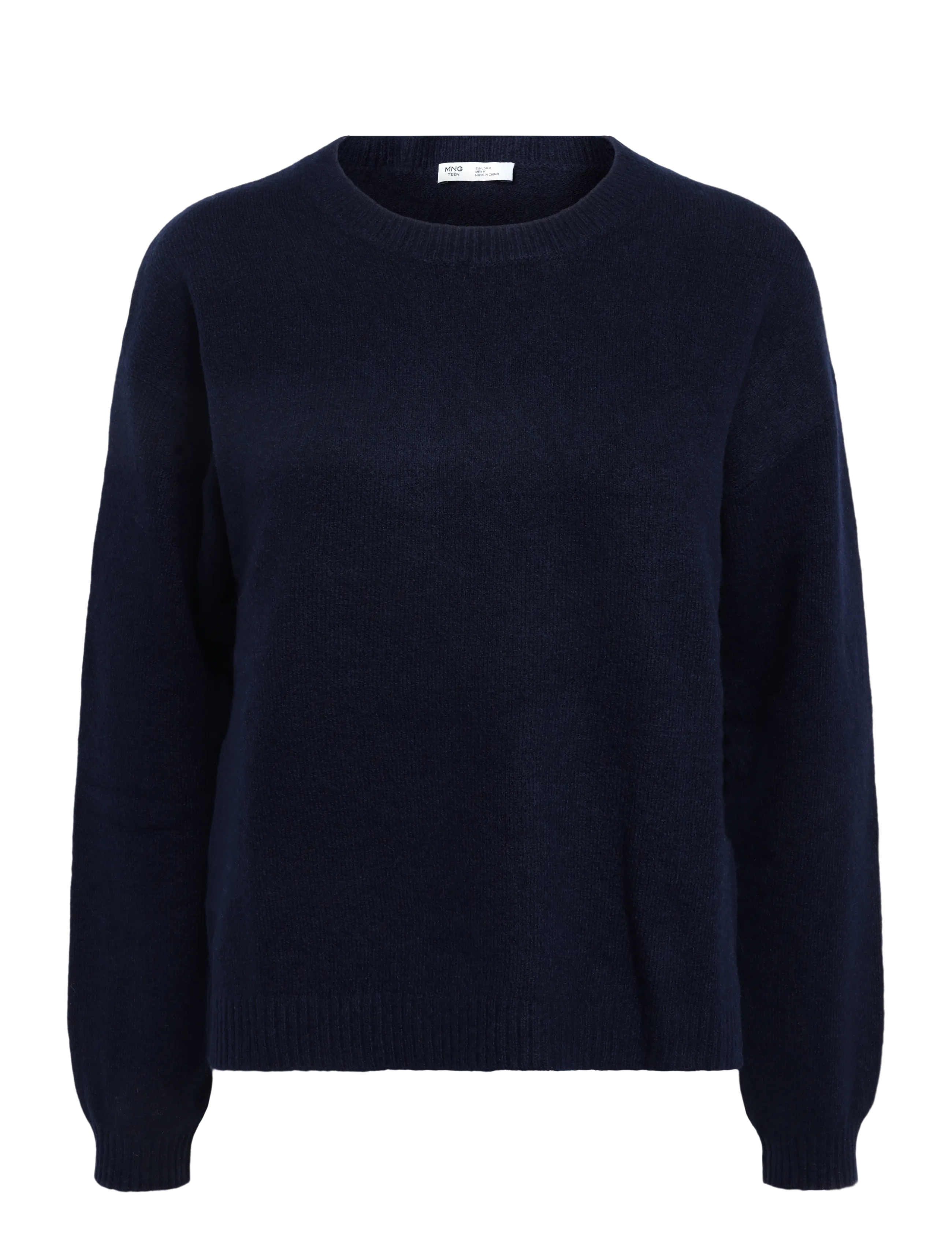 Mango Teen Ribbed neck sweater - Tøj - NAVY / navy