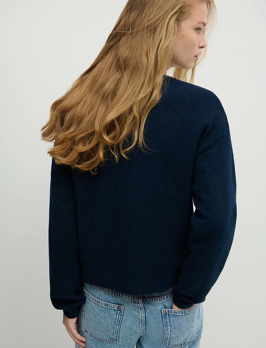 Mango Teen - Ribbed neck sweater - stickade tröjor - navy - 3