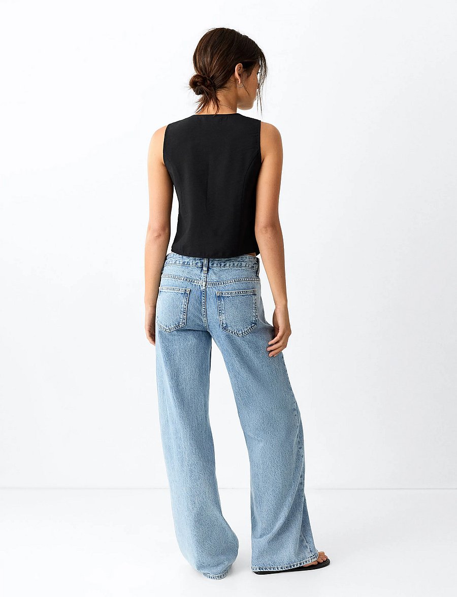 Mango Teen - Low-waist wide-leg jeans - vida jeans - open blue - 3