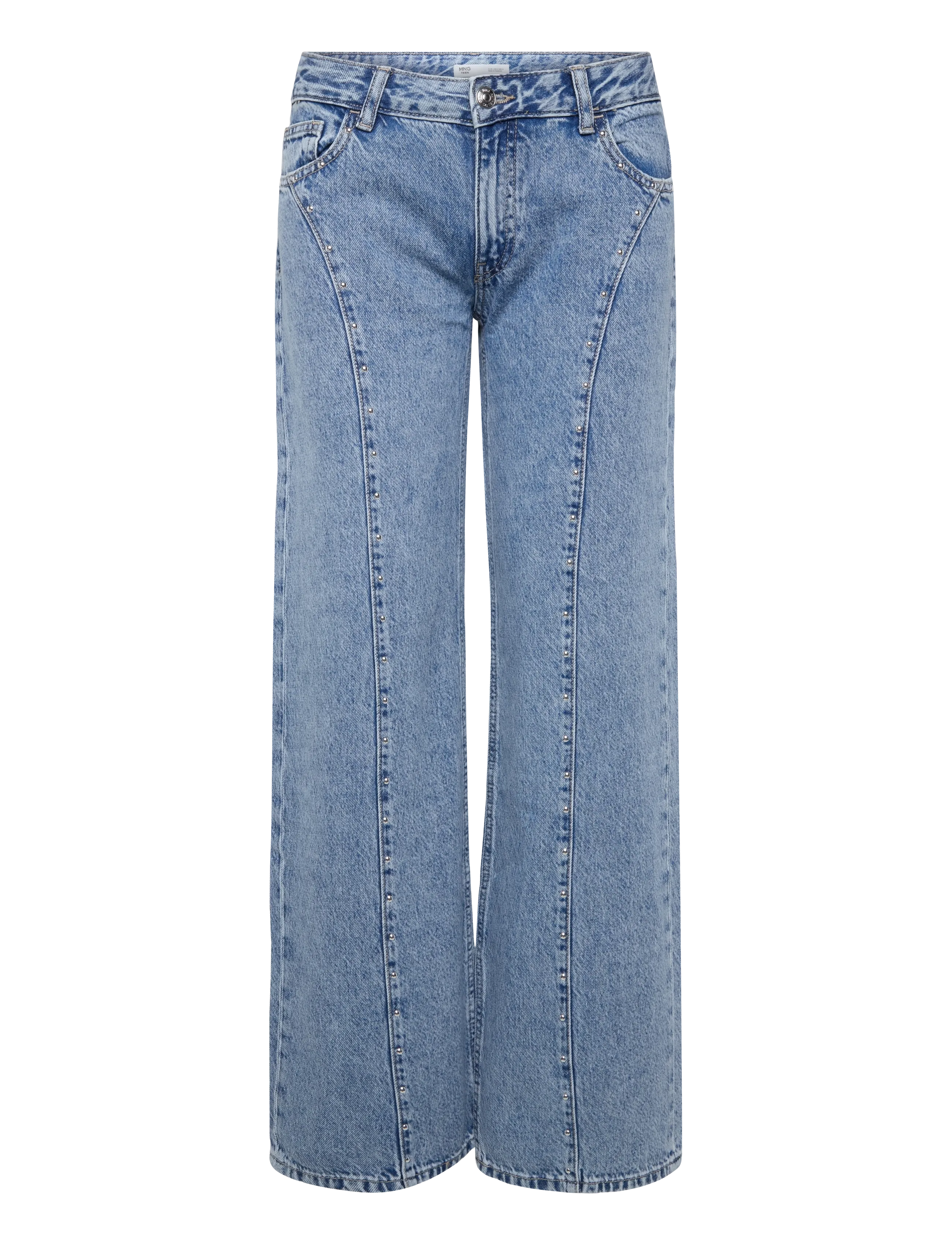Mango Teen Low-waist studded jeans - Vida jeans - OPEN BLUE / blue