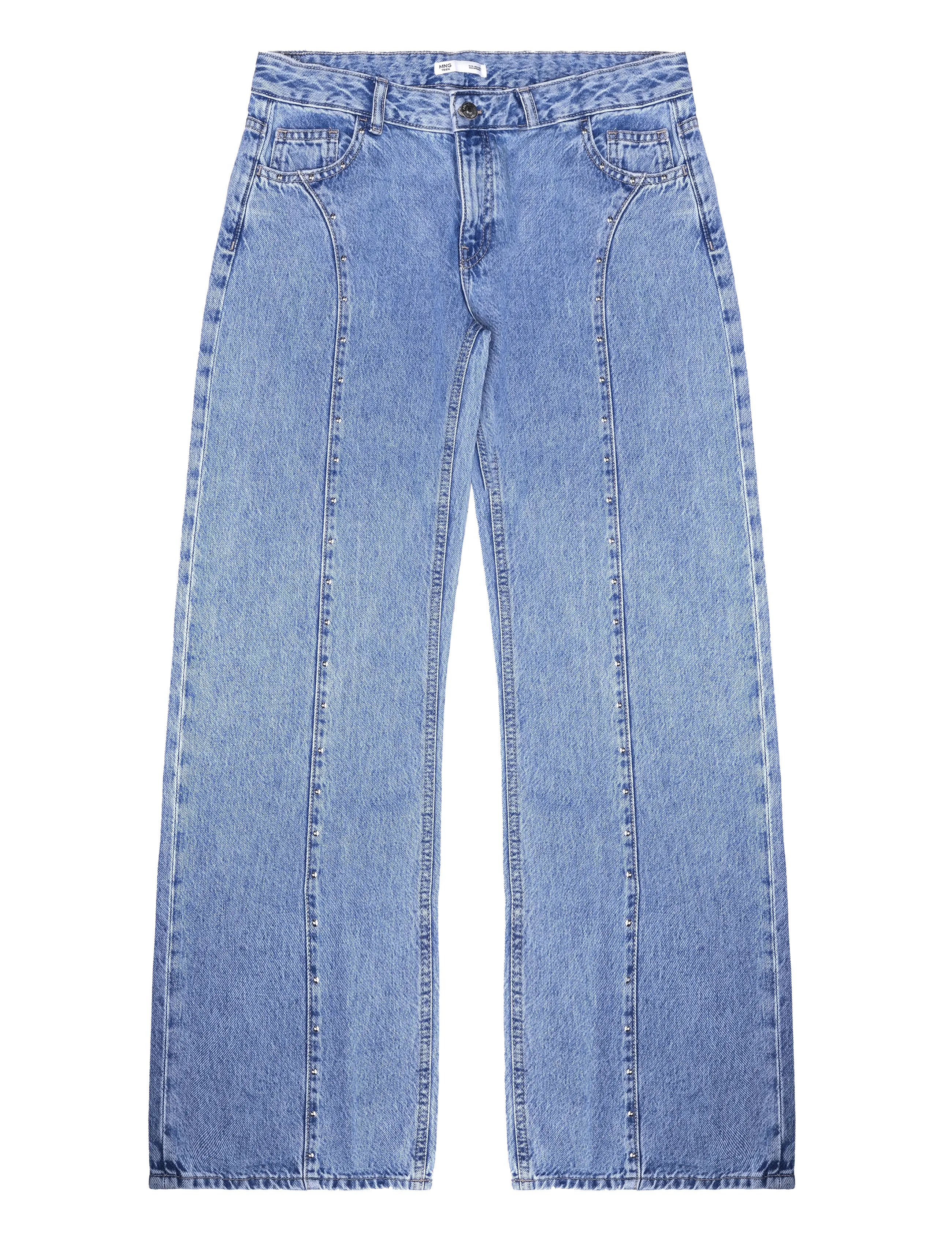 Mango Teen Low-waist studded jeans - Kläder - OPEN BLUE / blue