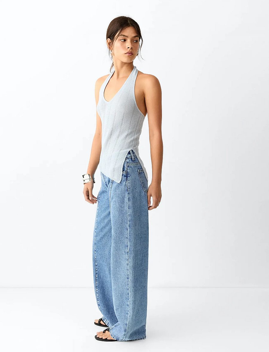 Mango Teen - Low-waist studded jeans - vida jeans - open blue - 0