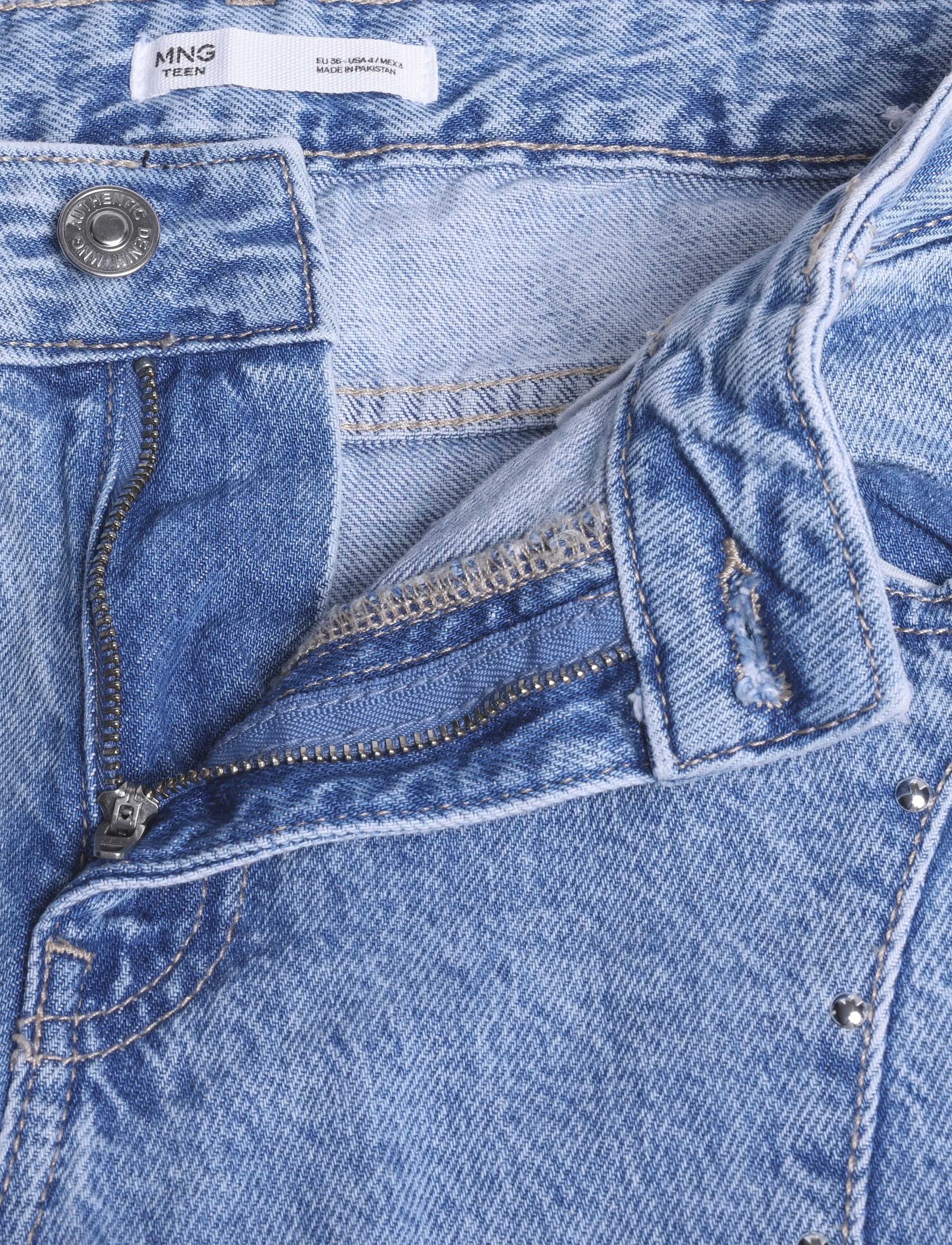 Mango Teen - Low-waist studded jeans - vida jeans - open blue - 4