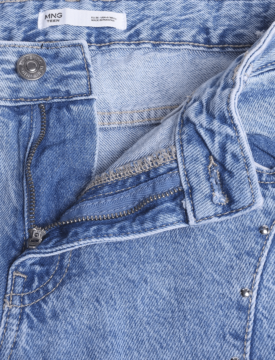 Mango Teen - Low-waist studded jeans - vida jeans - open blue - 4