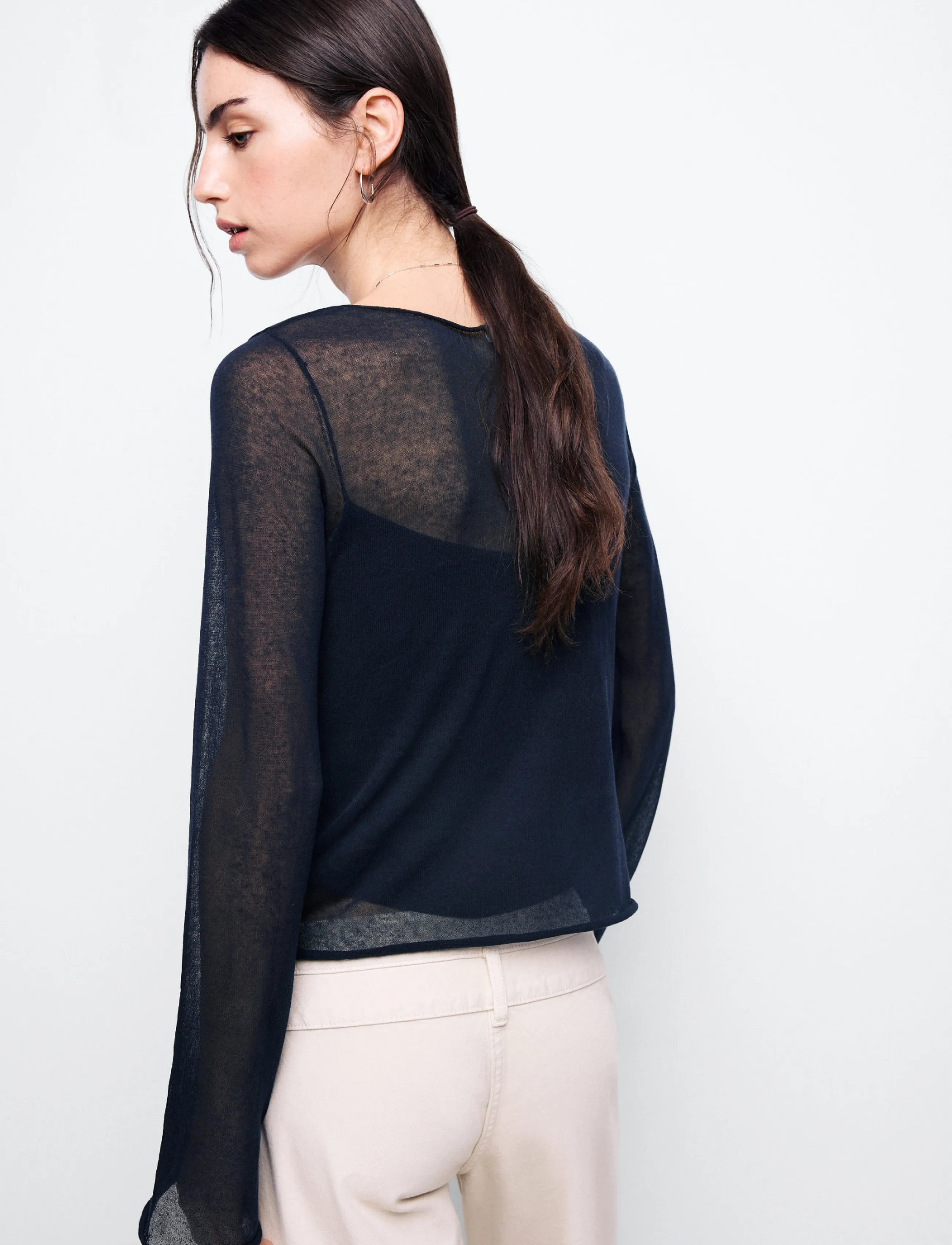Mango Teen - Semi-transparent cotton jumper - trøjer - navy - 3