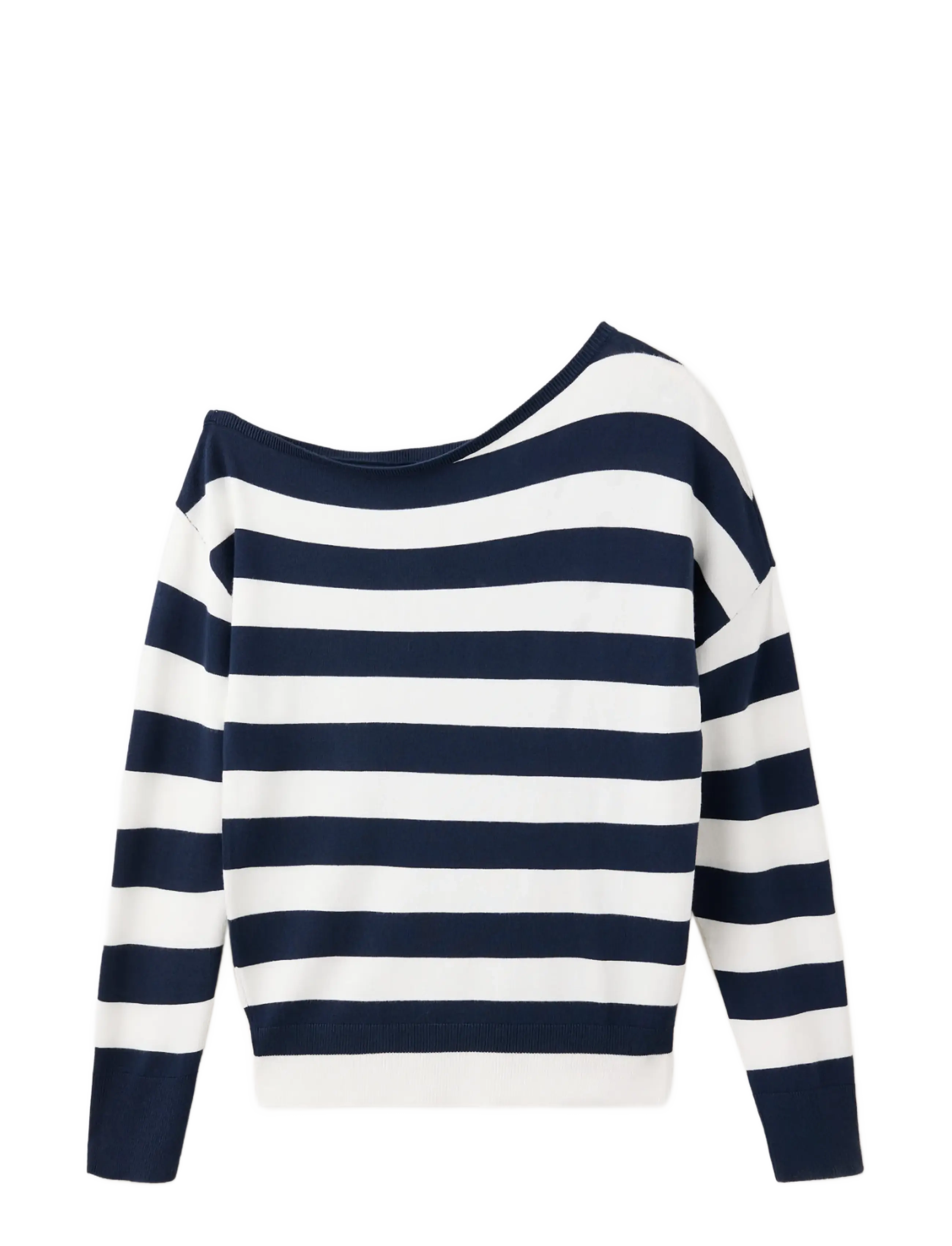 Mango Teen - Asymmetric neckline striped jersey - trøjer - navy - 1