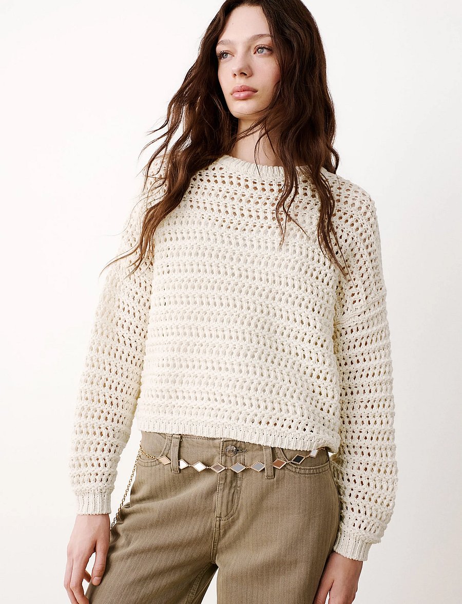 Mango Teen - Long-sleeved crochet sweater - trøjer - natural white - 0