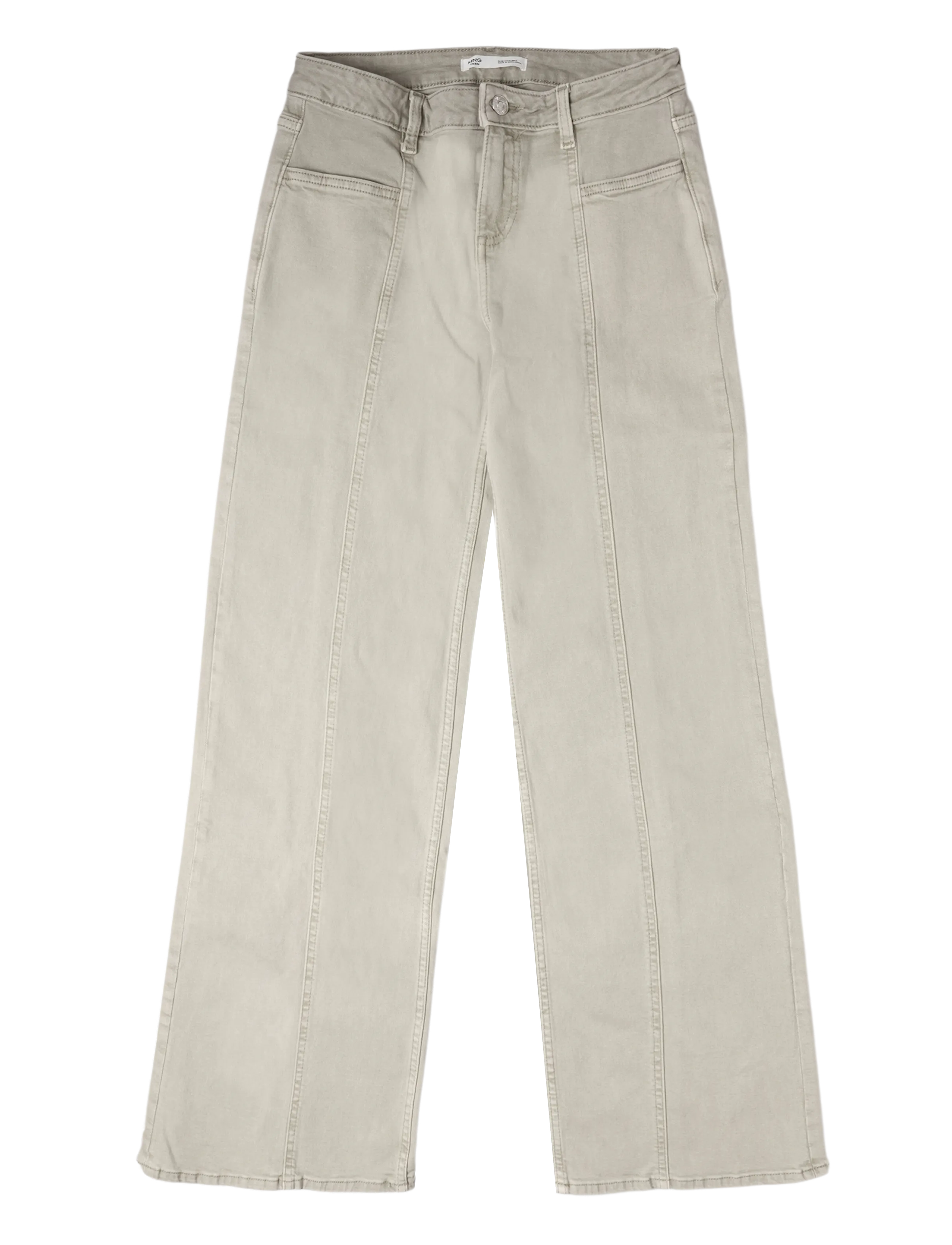 Mango Teen Wide-leg jeans with decorative stitching - Jeans - BEIGE - KHAKI / khaki/green