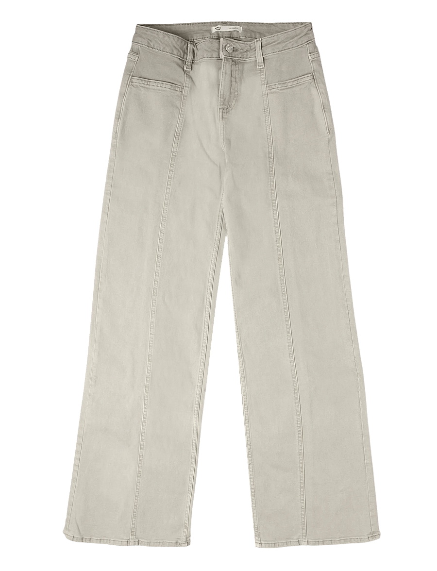 Mango Teen - Wide-leg jeans with decorative stitching - brede jeans - beige - khaki - 0