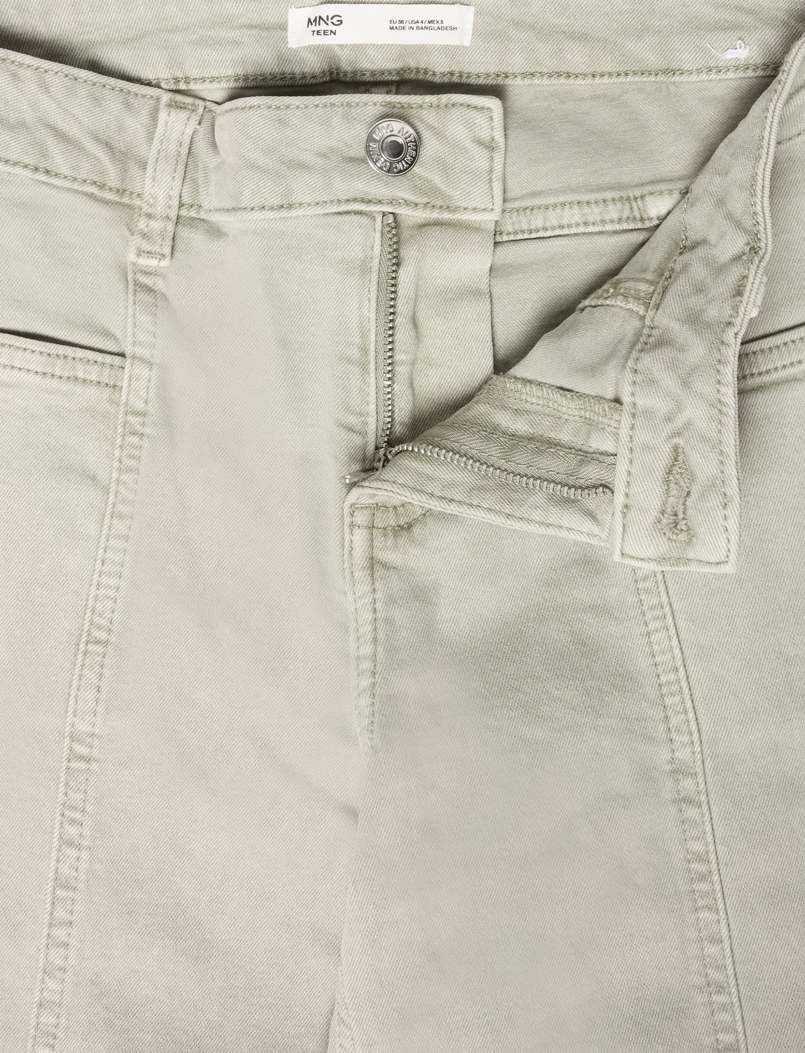 Mango Teen - Wide-leg jeans with decorative stitching - brede jeans - beige - khaki - 2