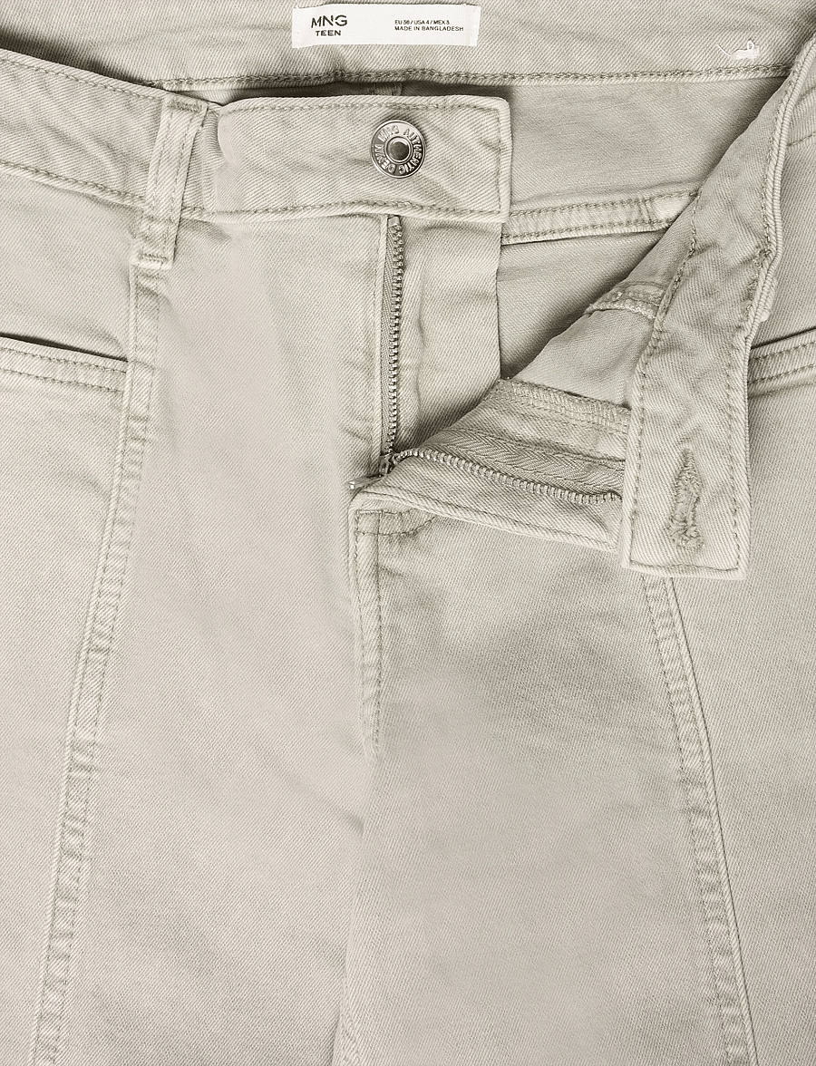 Mango Teen - Wide-leg jeans with decorative stitching - brede jeans - beige - khaki - 2