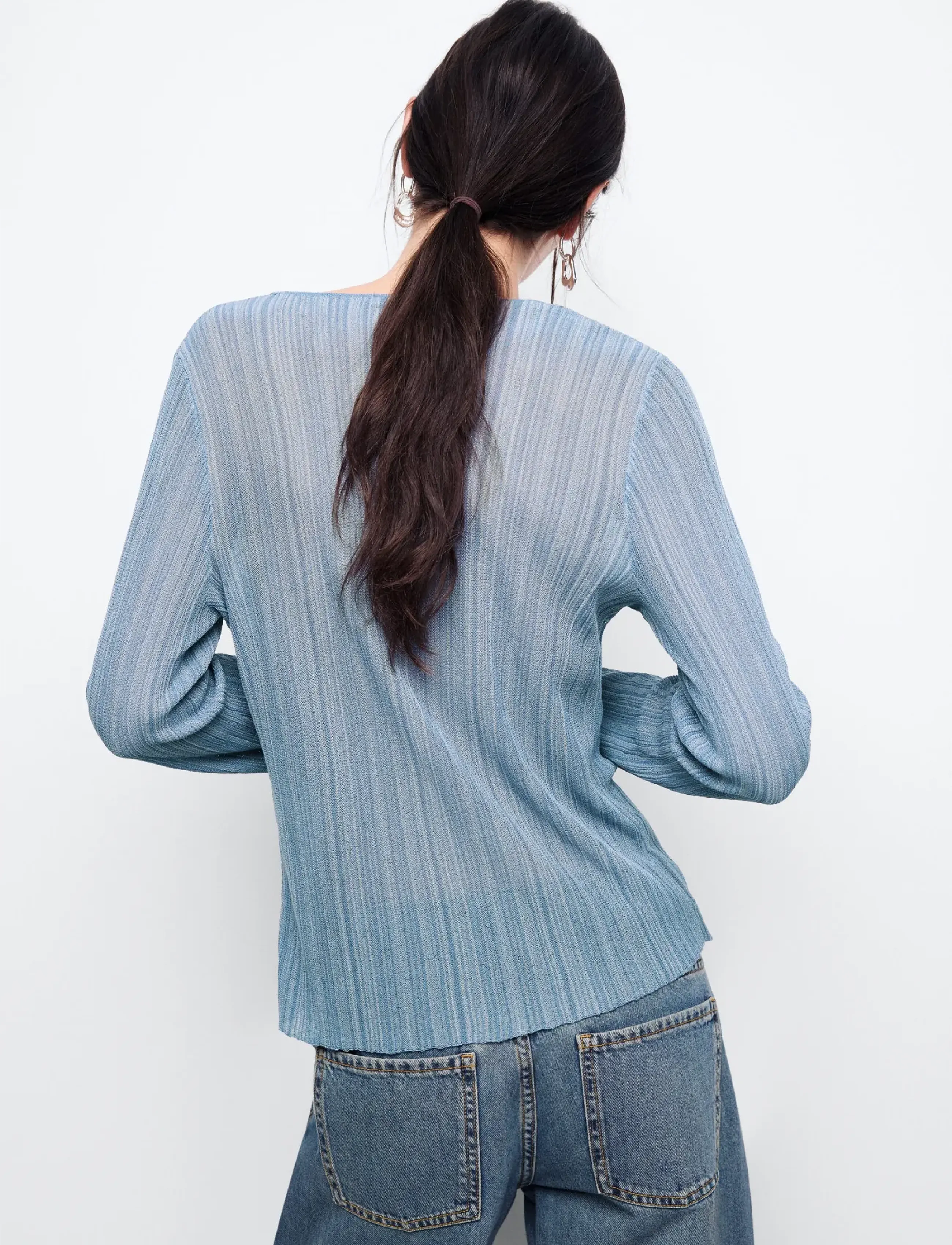 Mango Teen - Lurex V-neck jumper - medium blue - 2