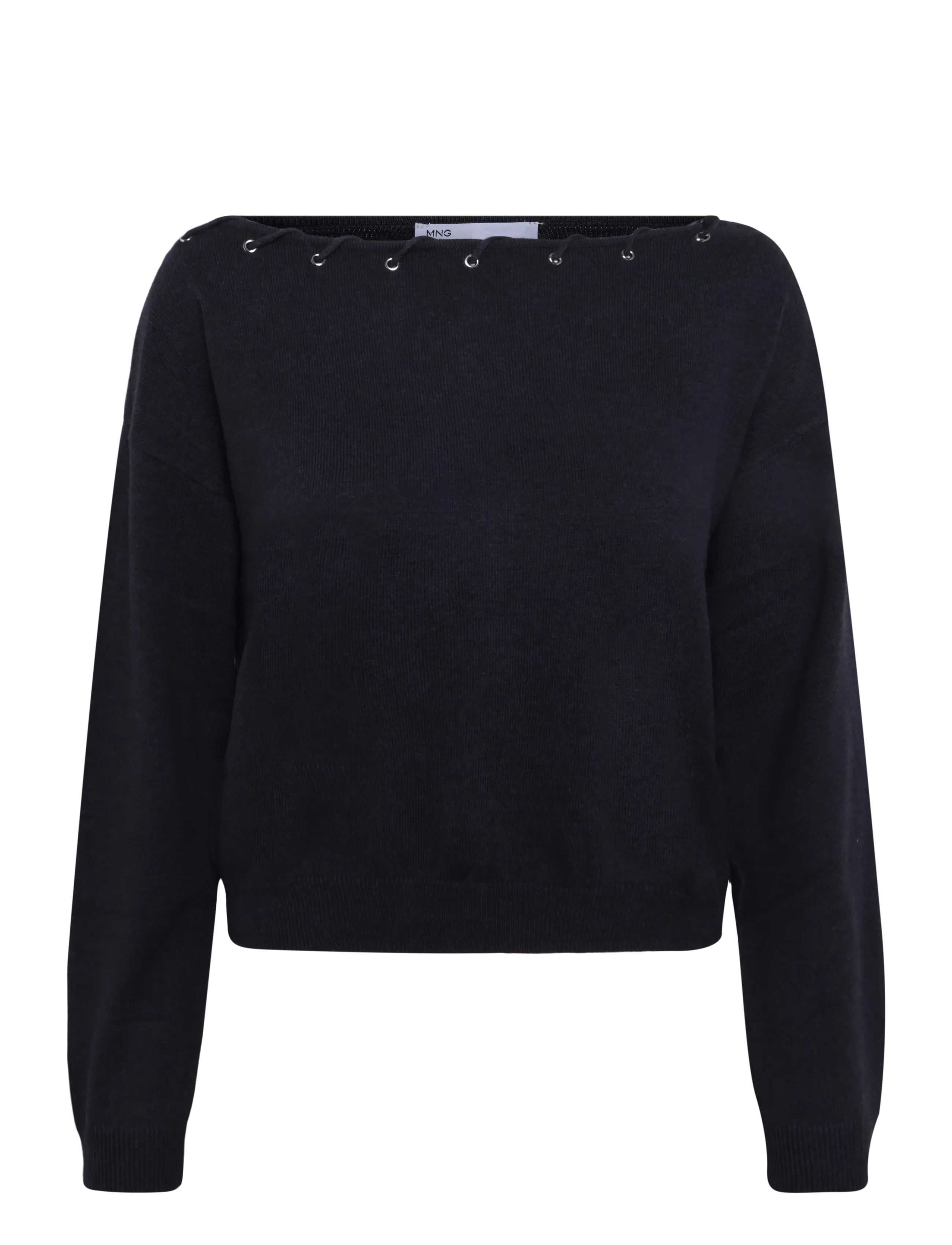 Mango Teen Knitted jumper with neck detail - Tøj - CHARCOAL / grey