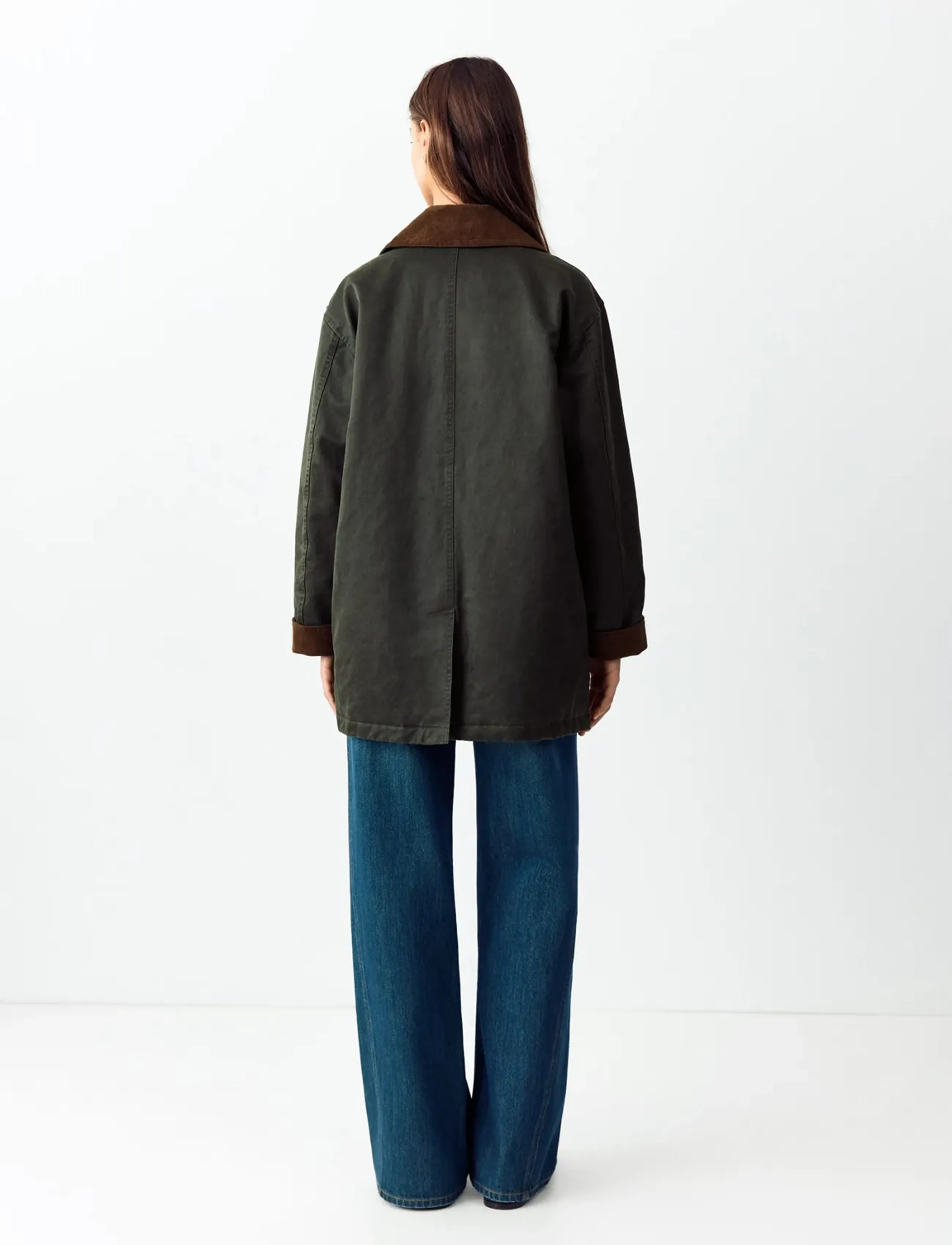 Mango Teen - Cotton parka with corduroy collar - dunjackor & fodrade jackor - medium green - 3