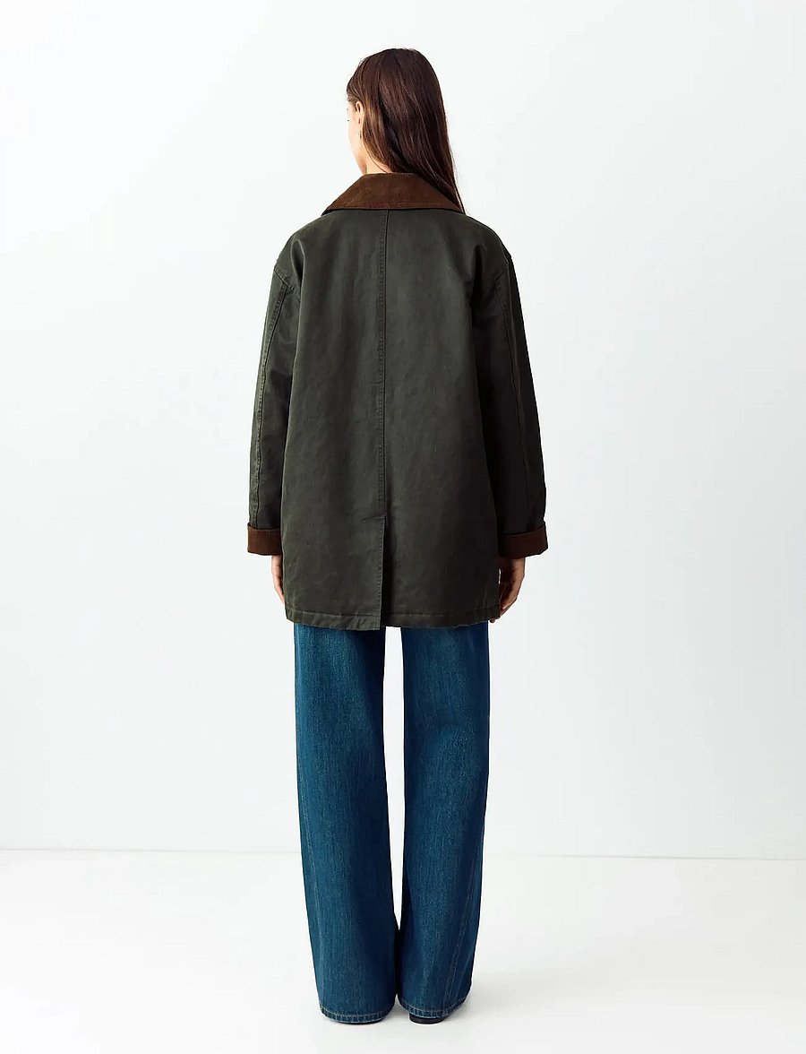 Mango Teen - Cotton parka with corduroy collar - dunjackor & fodrade jackor - medium green - 3