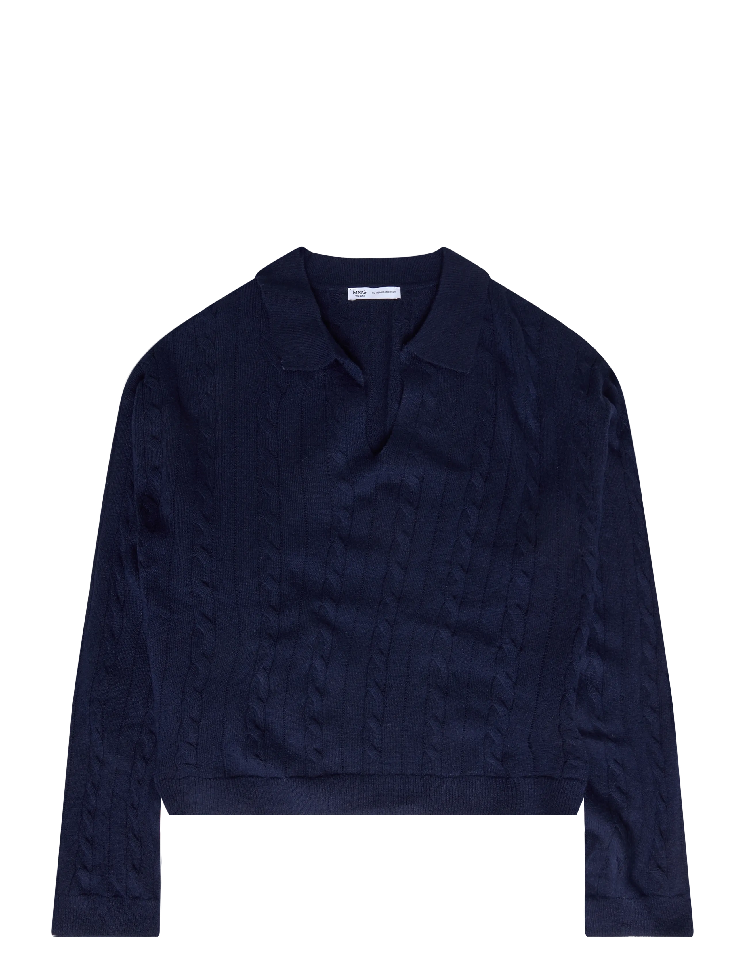 Mango Teen Braided polo-neck sweater - Strik - NAVY / navy