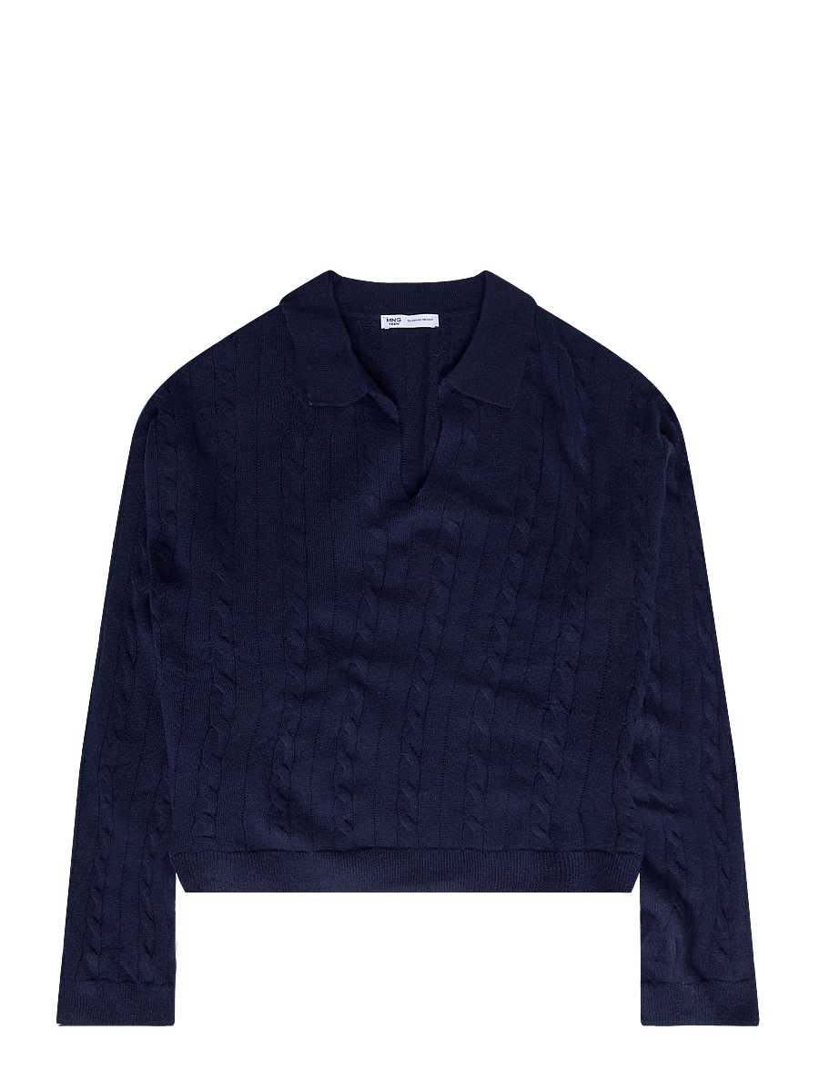 Mango Teen - Braided polo-neck sweater - langærmede poloer - navy - 0
