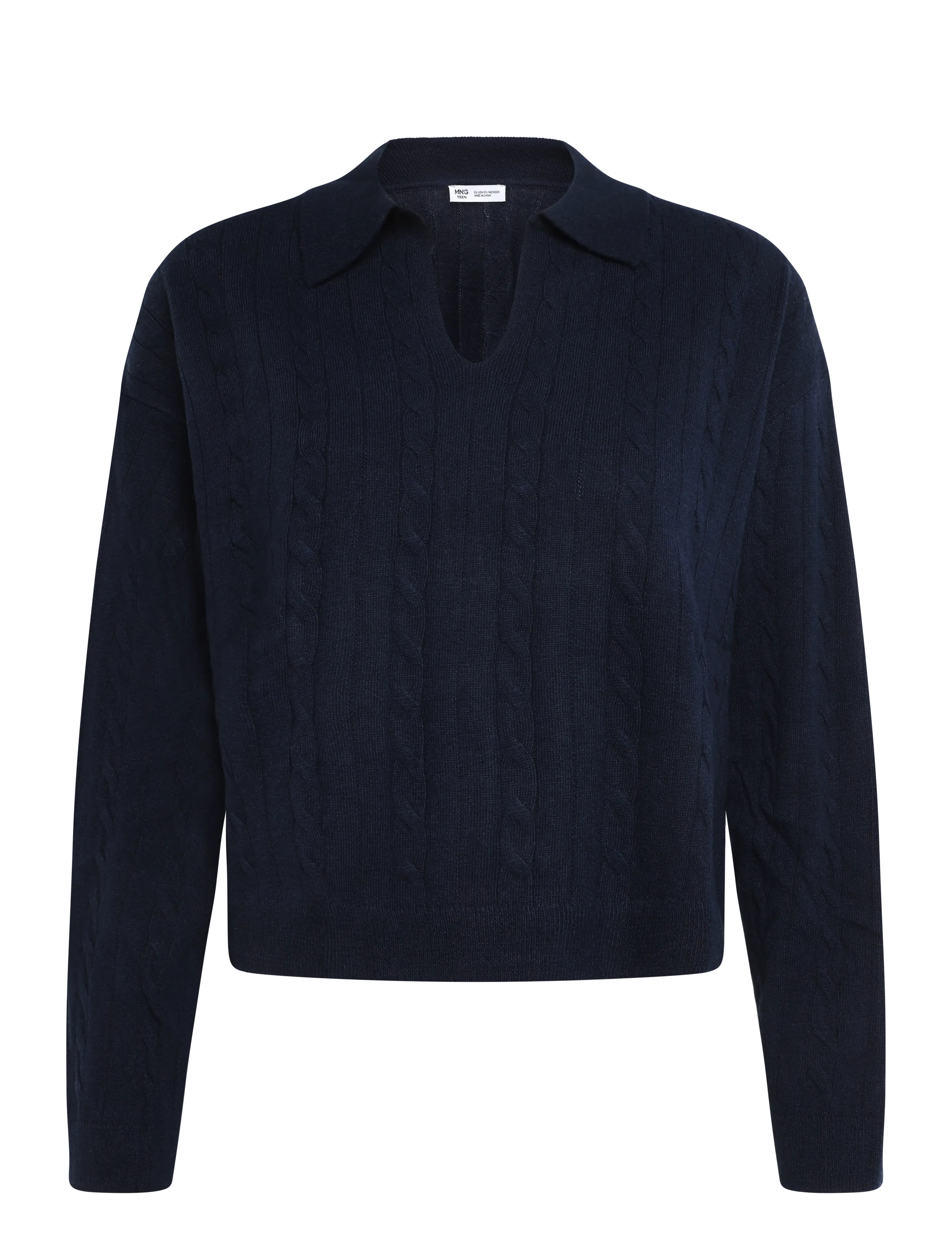 Mango Teen Braided polo-neck sweater - Langærmede poloer - NAVY / navy