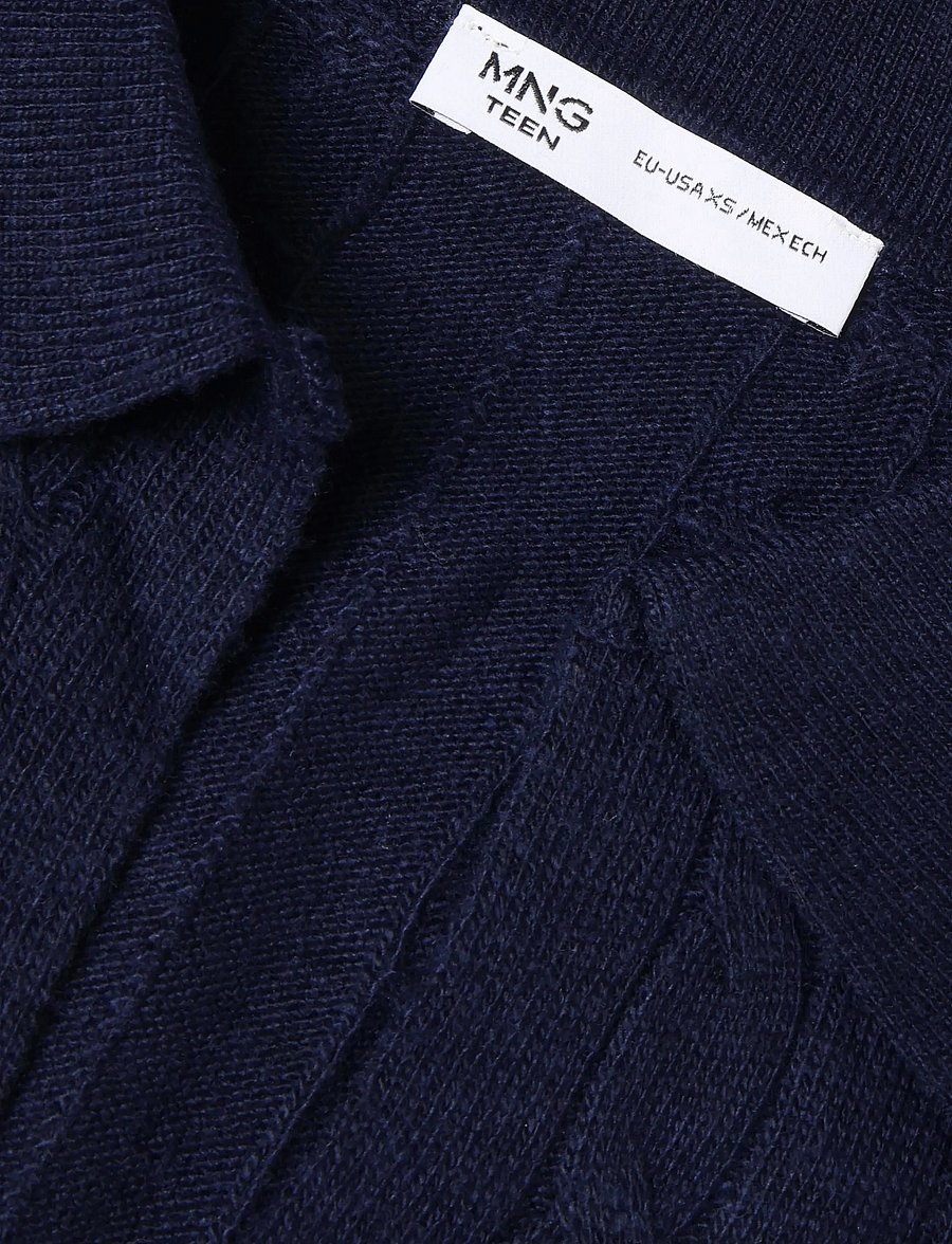 Mango Teen - Braided polo-neck sweater - langærmede poloer - navy - 2