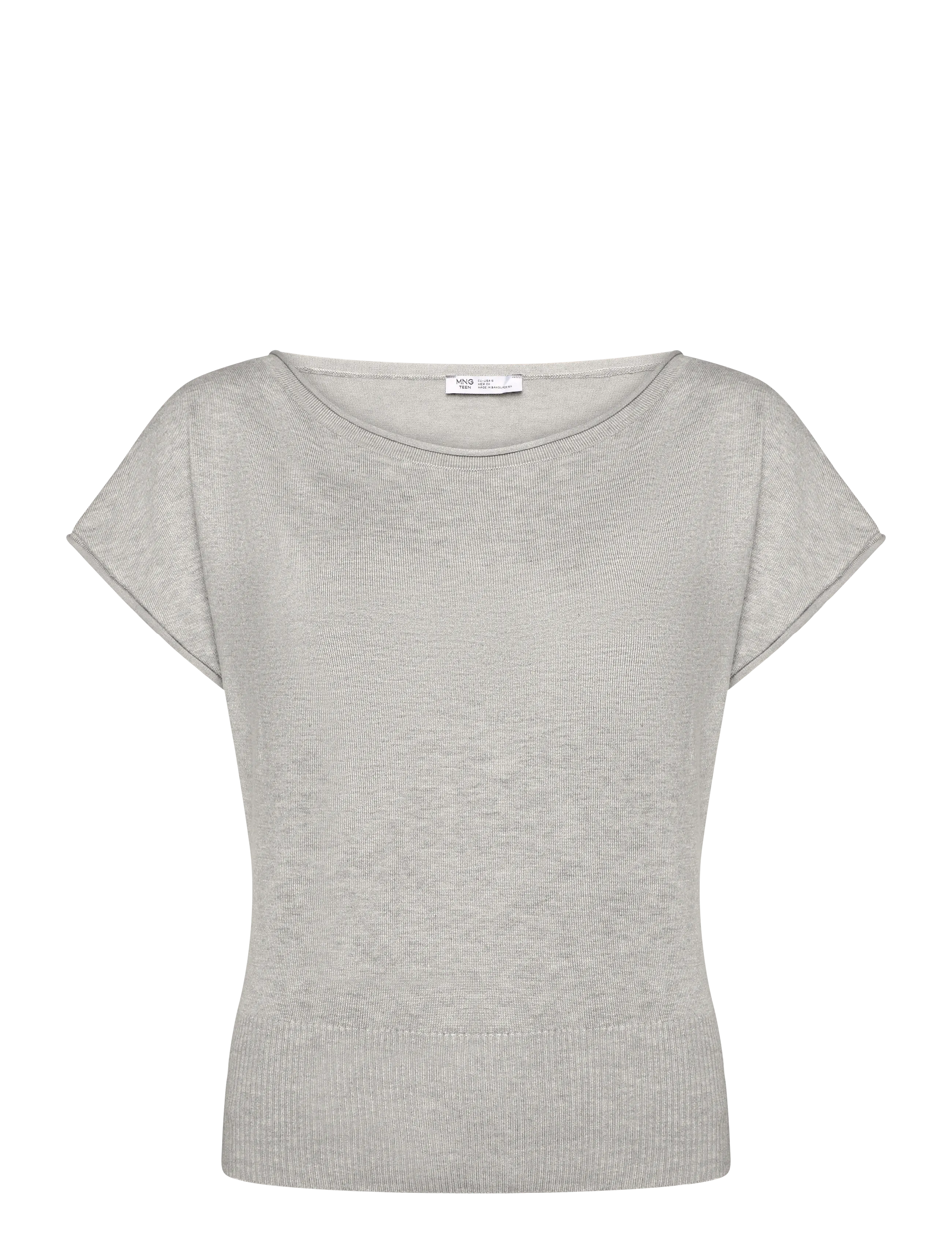 Mango Teen Short-sleeved knitted sweater - Tøj - MEDIUM GREY / grey