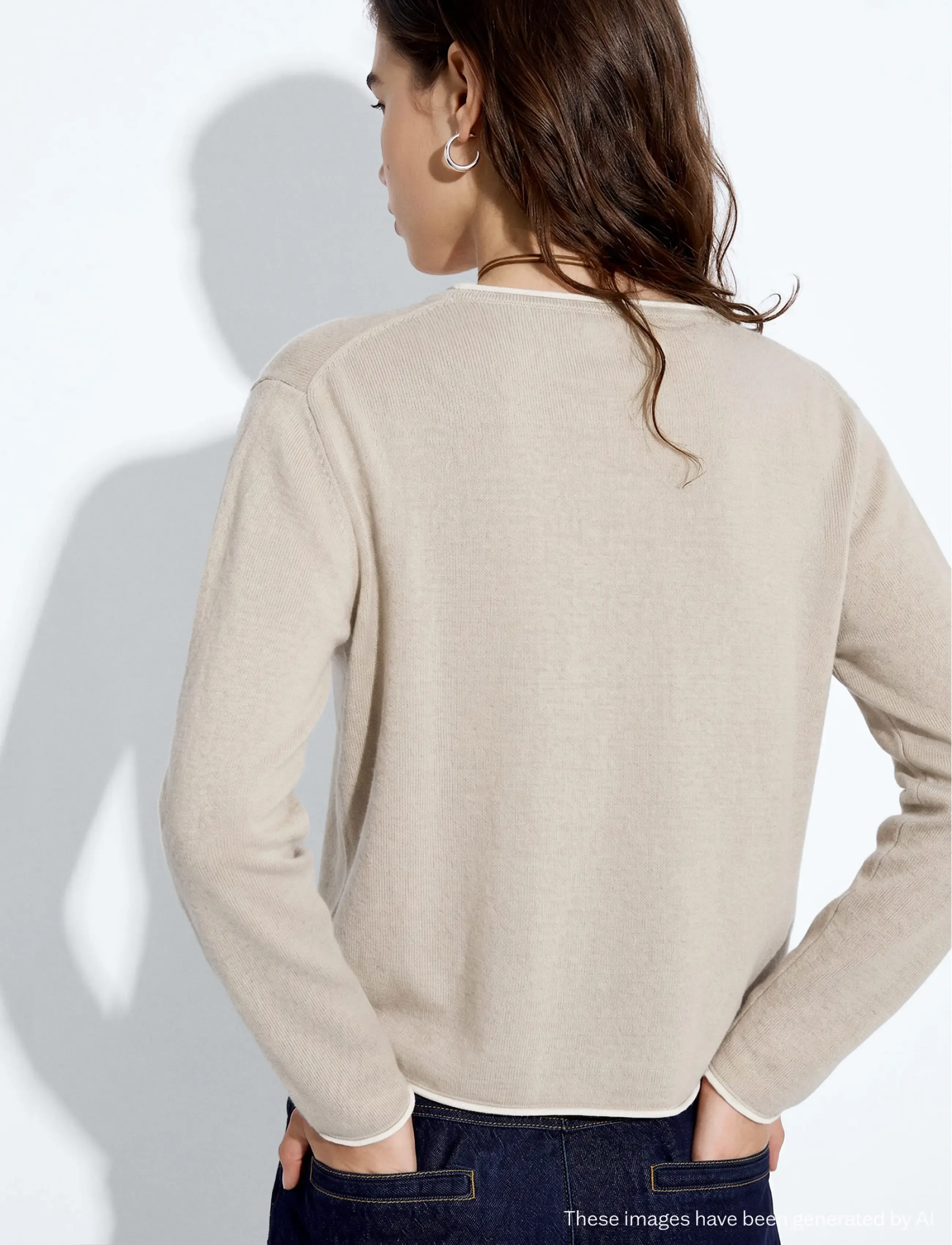 Mango Teen - V-neck jumper with contrast trims - trøjer - lt pastel brown - 3