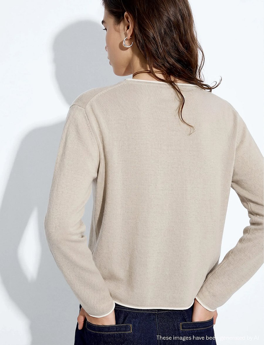 Mango Teen - V-neck jumper with contrast trims - neulepuserot - lt pastel brown - 3