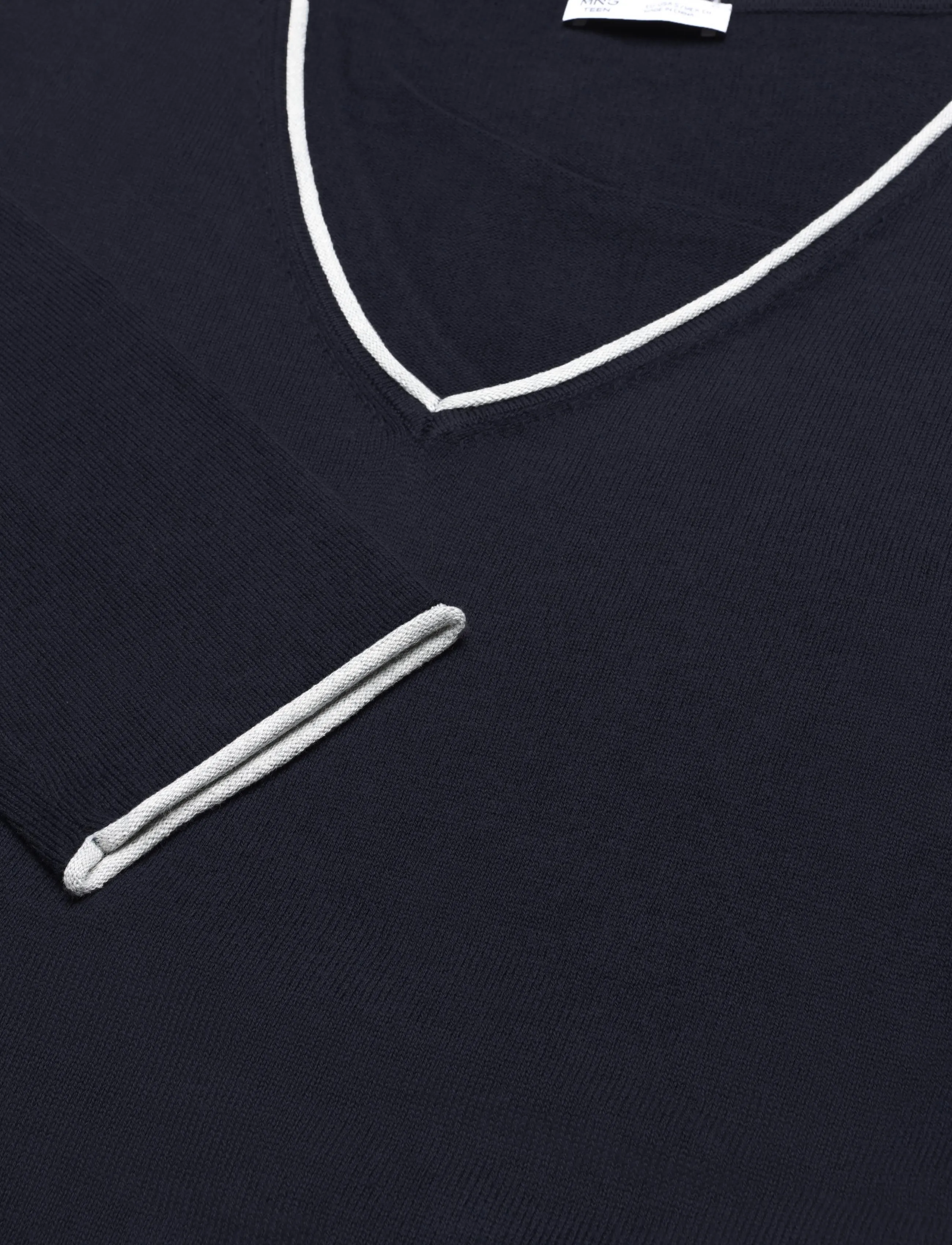 Mango Teen - V-neck jumper with contrast trims - trøjer - navy - 4