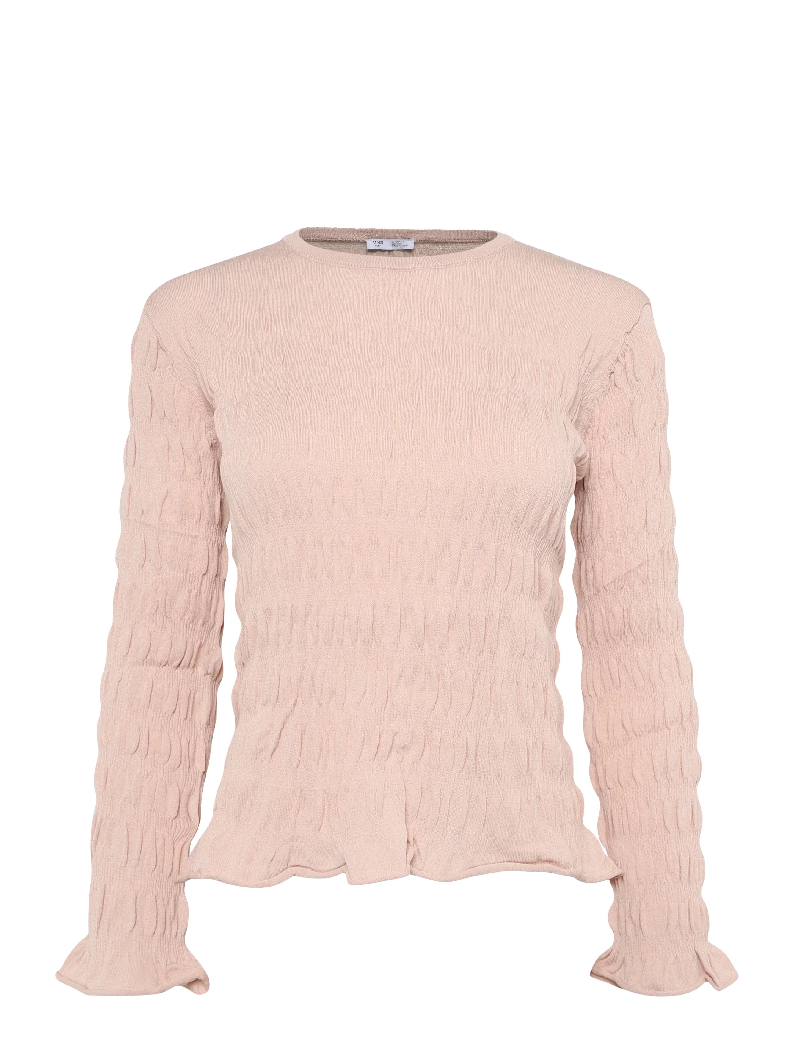 Mango Teen Ruched fine-knit sweater - Stickat - LT-PASTEL PINK / pink/rose