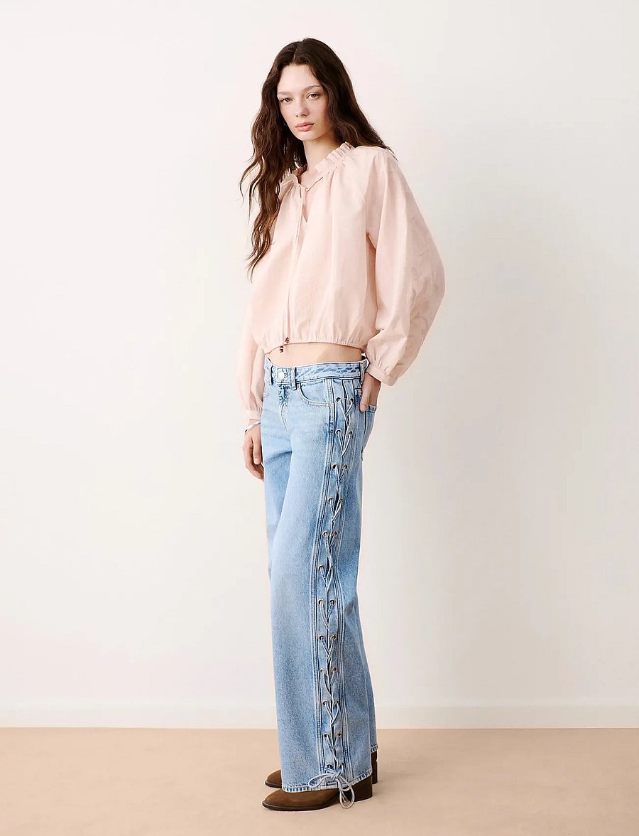 Mango Teen - Straight-leg jeans with cord detail - regular jeans - open blue - 0