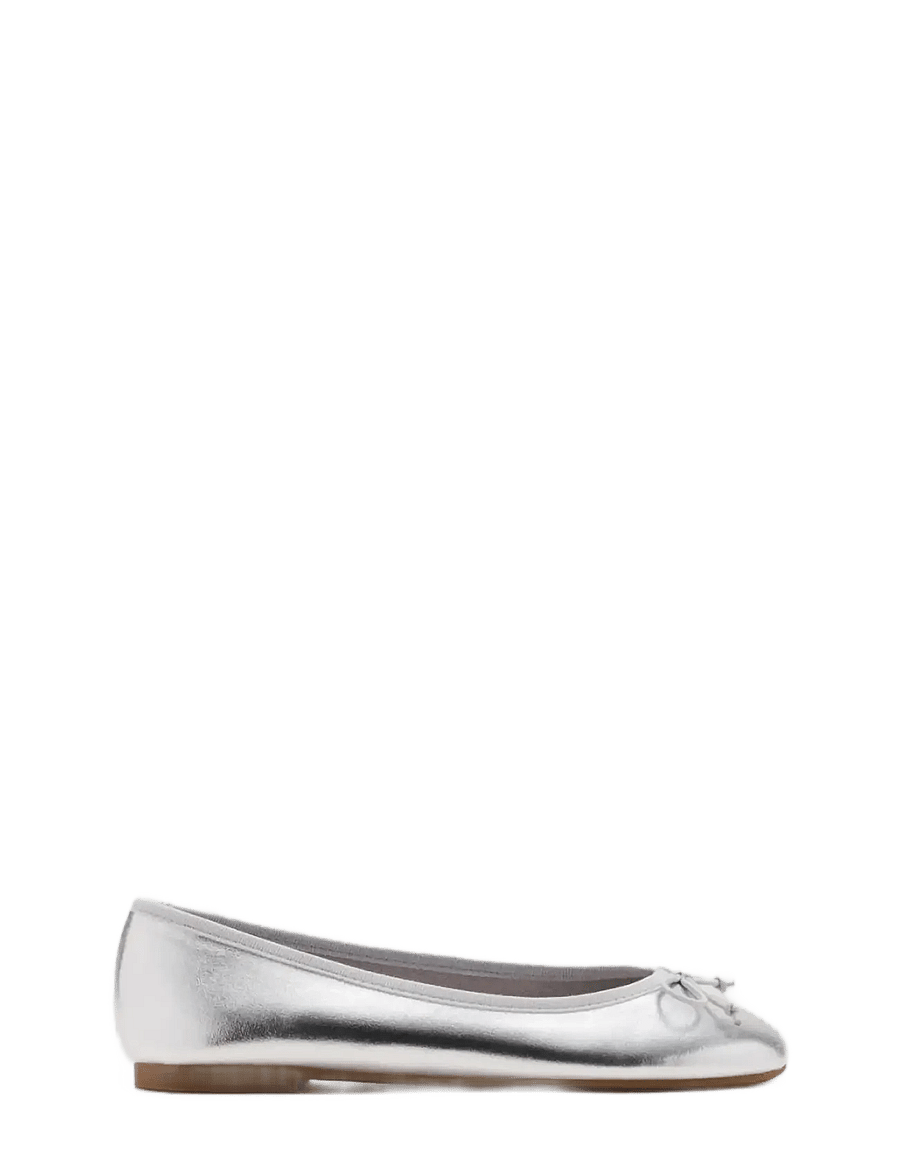 Mango Teen - Metallic ballet flats with bow - ballerinaer & slip ons - silver - 0