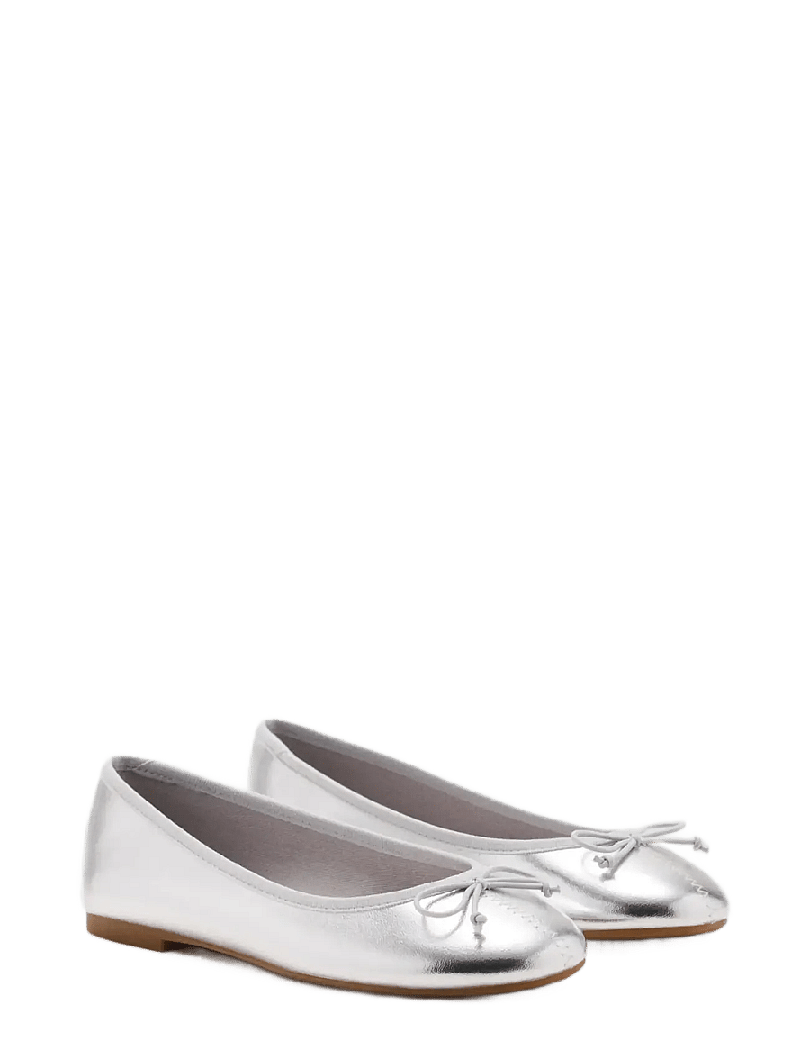 Mango Teen - Metallic ballet flats with bow - ballerinaer & slip ons - silver - 1
