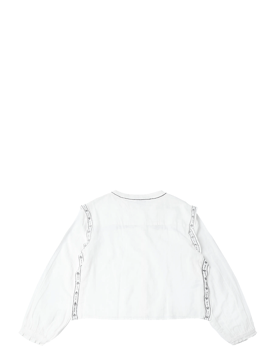 Mango Teen - Blouse with tie-neck and embroidered details - långärmade skjortor - natural white - 1