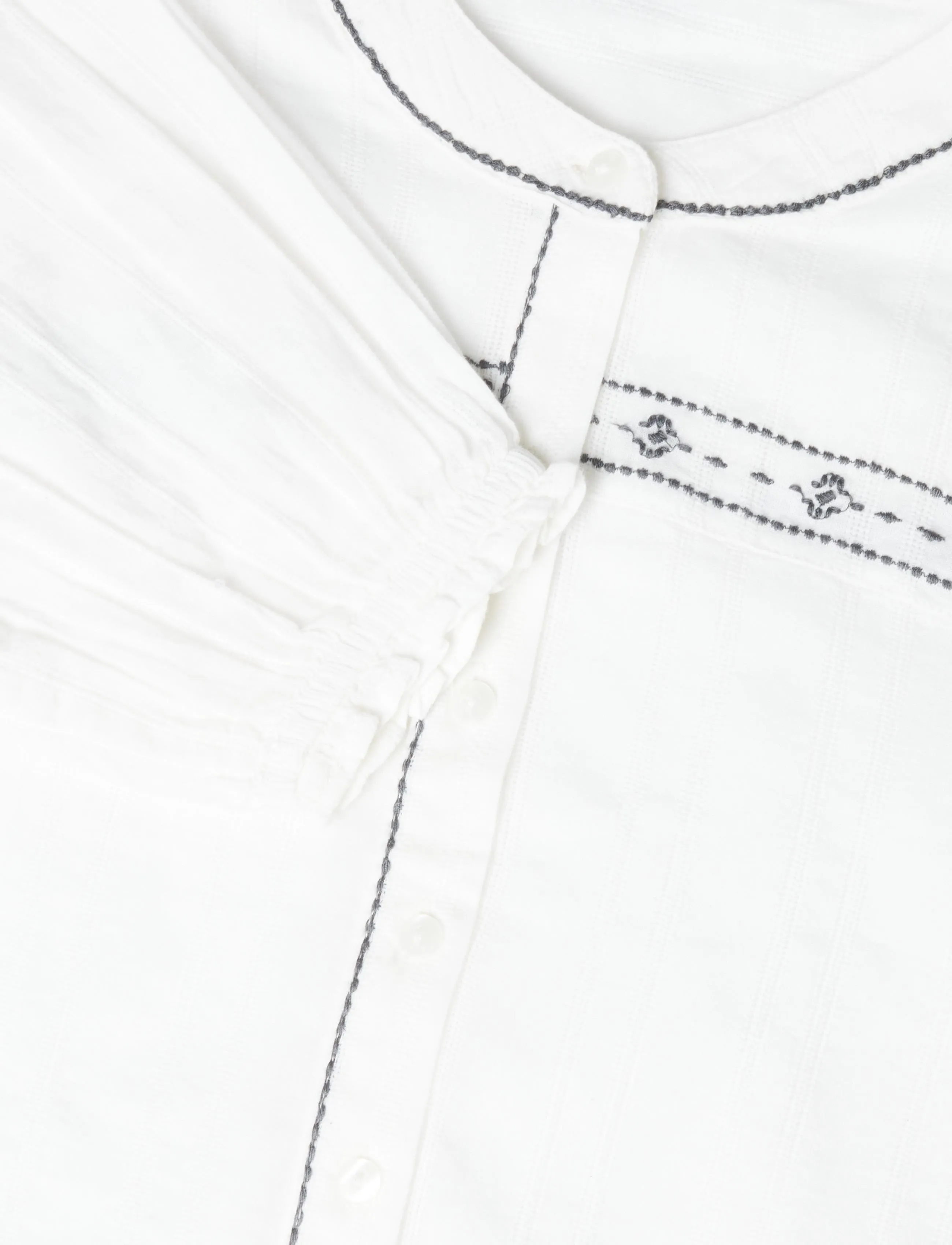 Mango Teen - Blouse with tie-neck and embroidered details - långärmade skjortor - natural white - 2