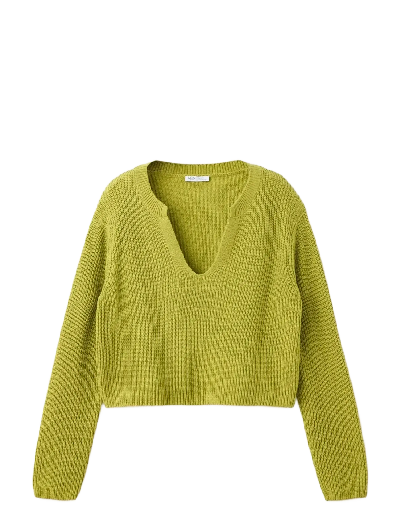 Mango Teen V-neck knitted jumper - Tøj - GREEN / green